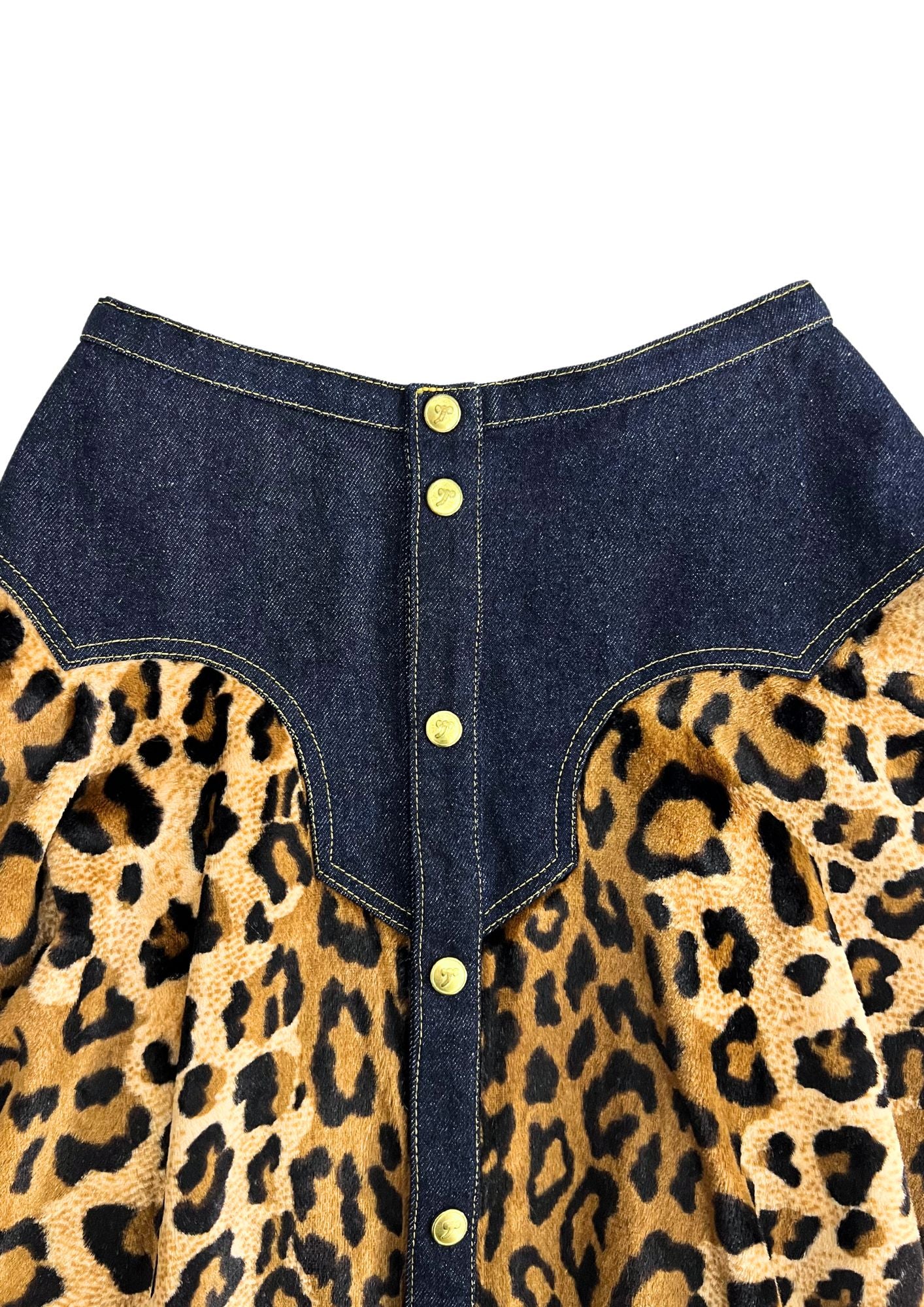 90s Vintage HYSTERIC GLAMOUR Leopard Print Denim Jacket Skirt Setup