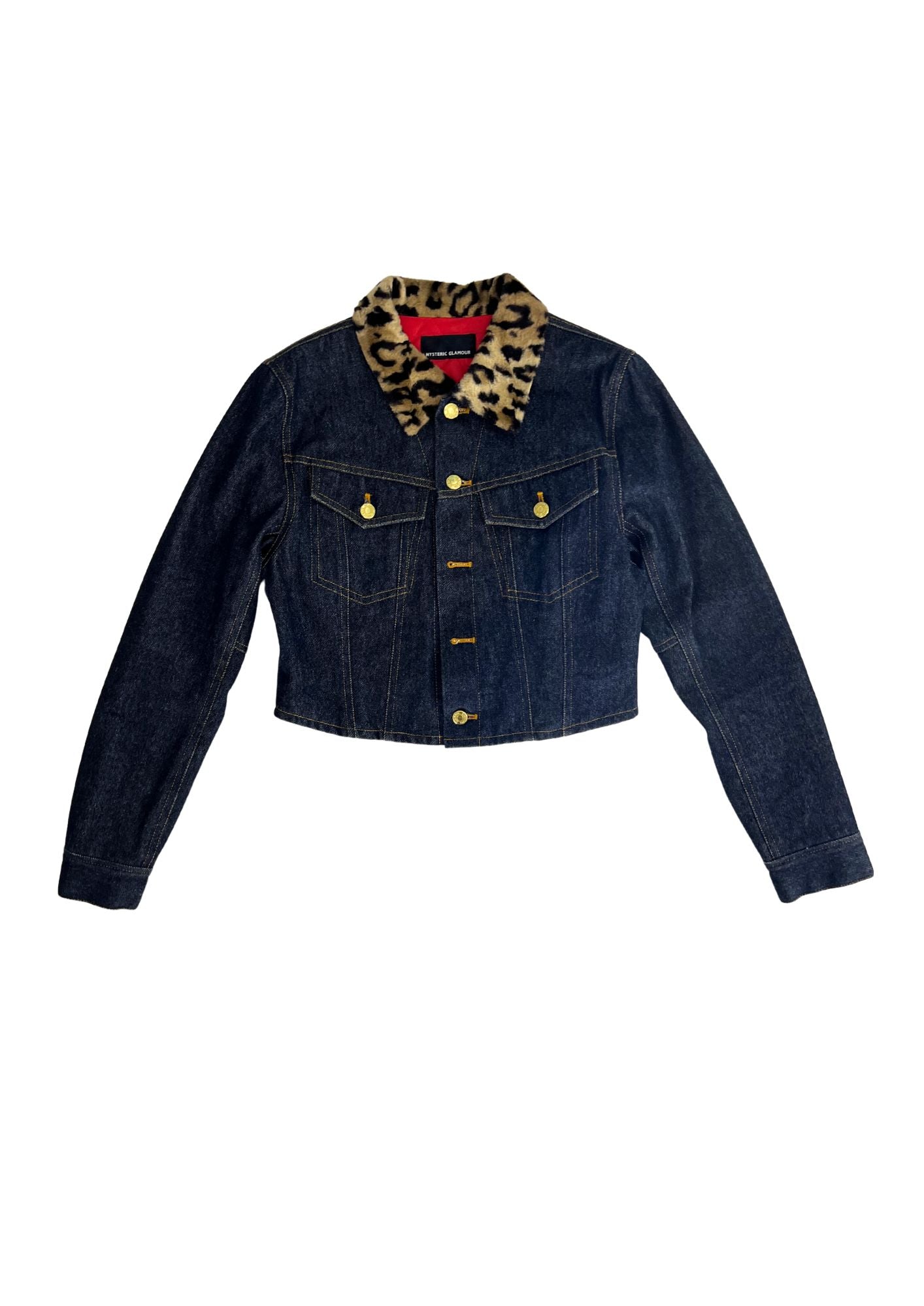 90s Vintage HYSTERIC GLAMOUR Leopard Print Denim Jacket Skirt Setup