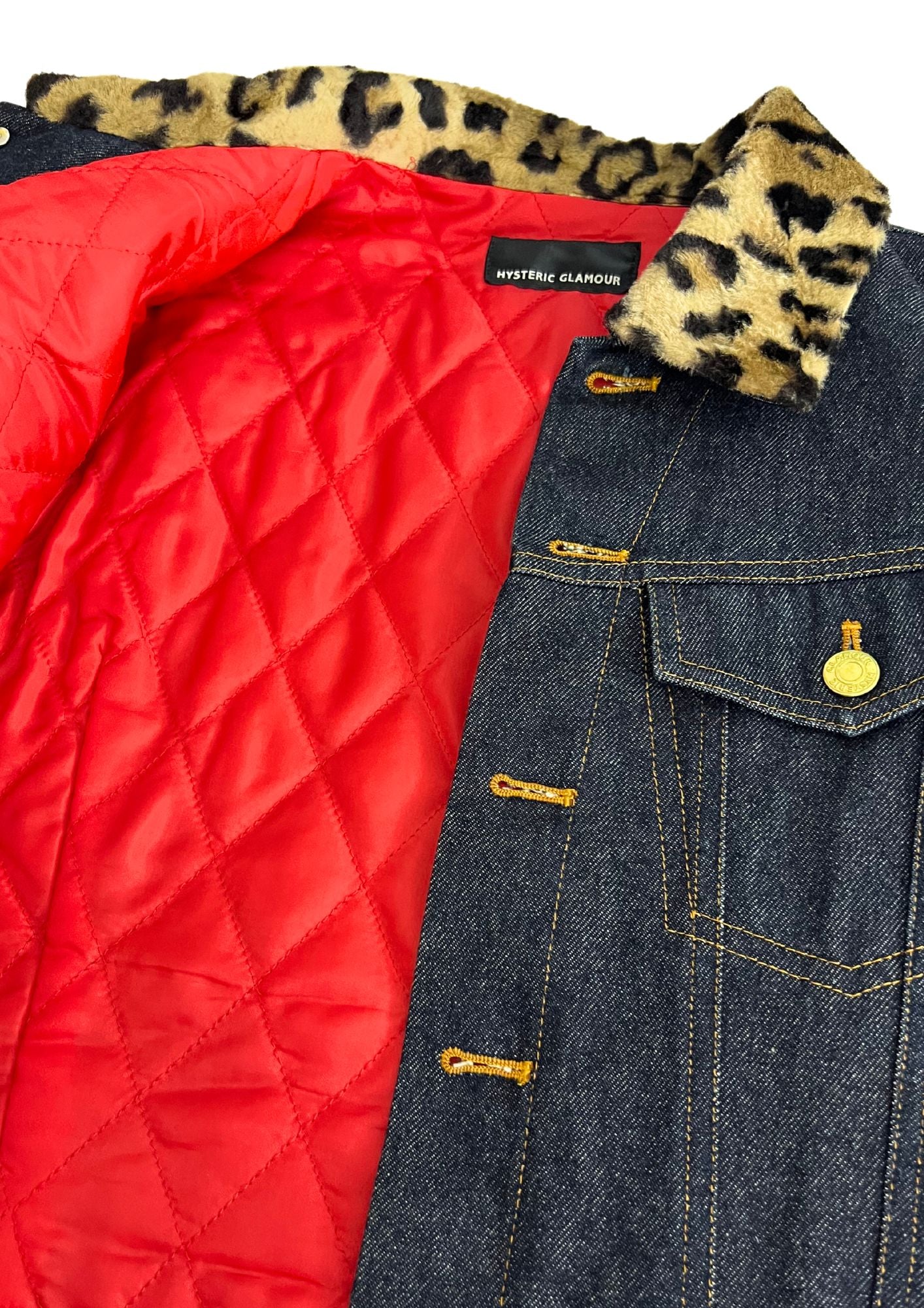 90s Vintage HYSTERIC GLAMOUR Leopard Print Denim Jacket Skirt Setup