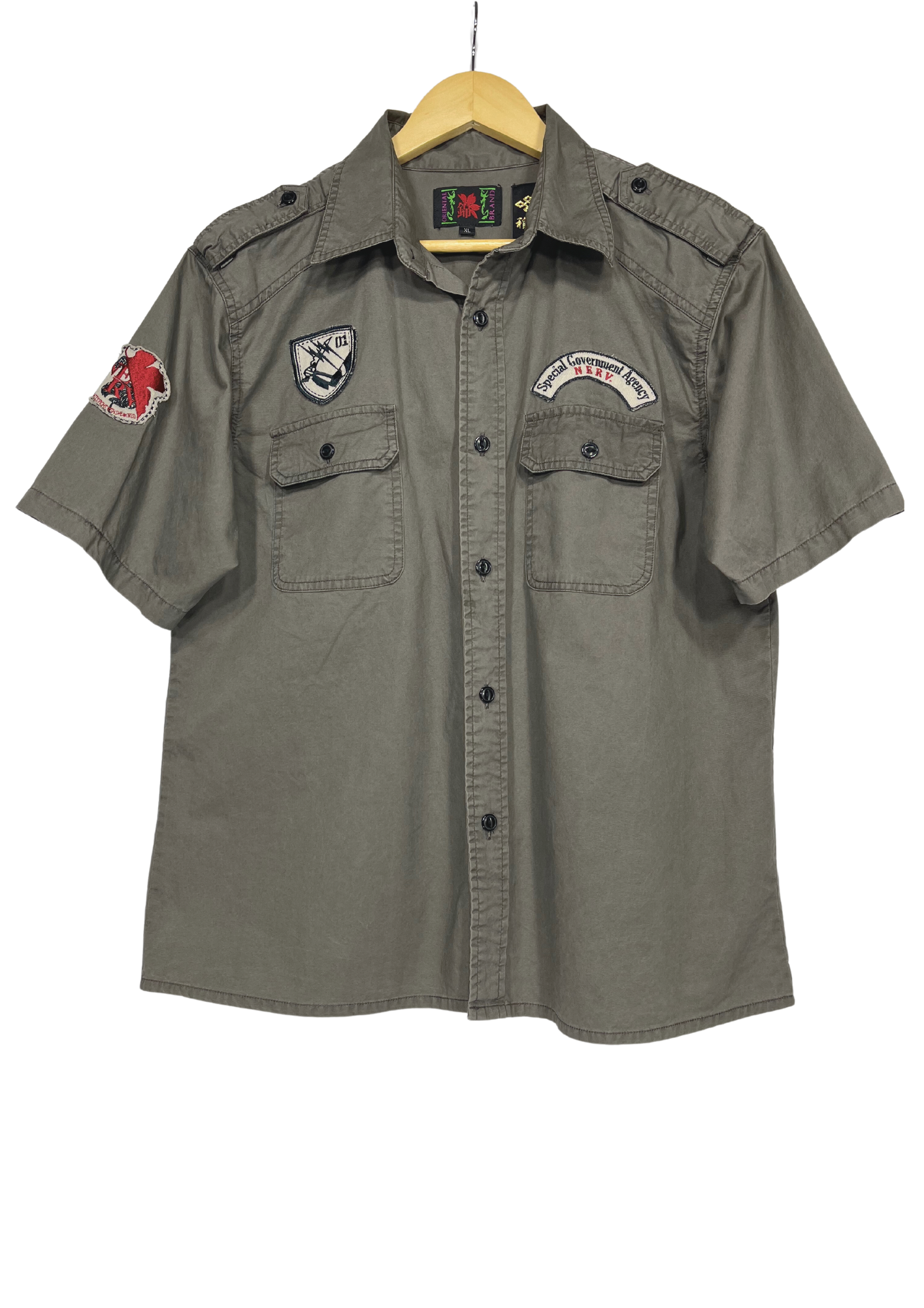 Neon Genesis Evangelion x Nishiki Eva 01 Embroidered Military Short Sleeve Shirt