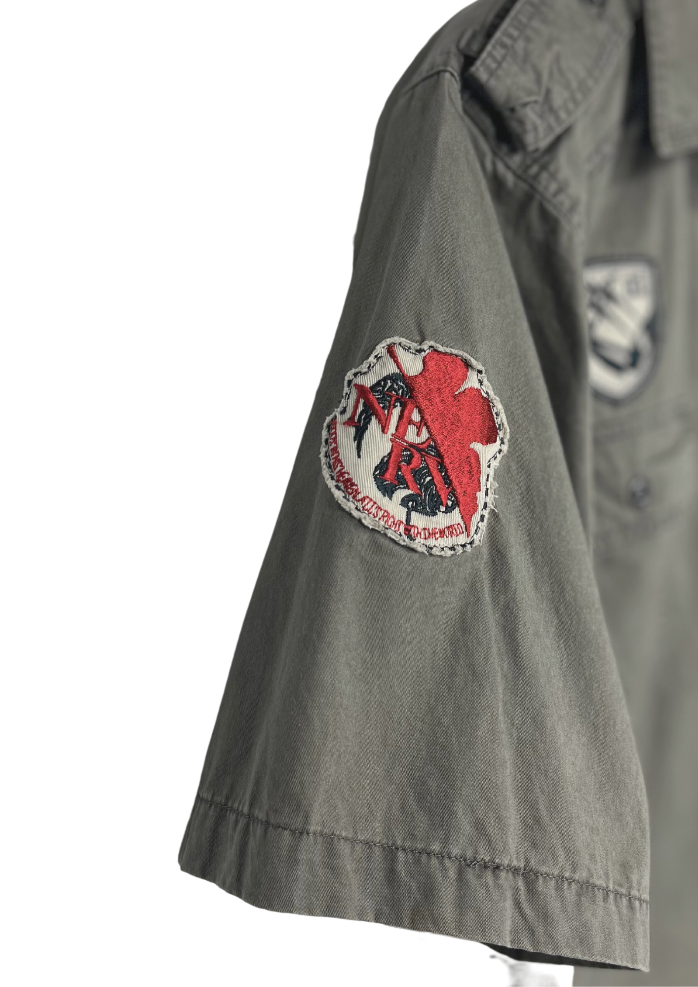 Neon Genesis Evangelion x Nishiki Eva 01 Embroidered Military Short Sleeve Shirt