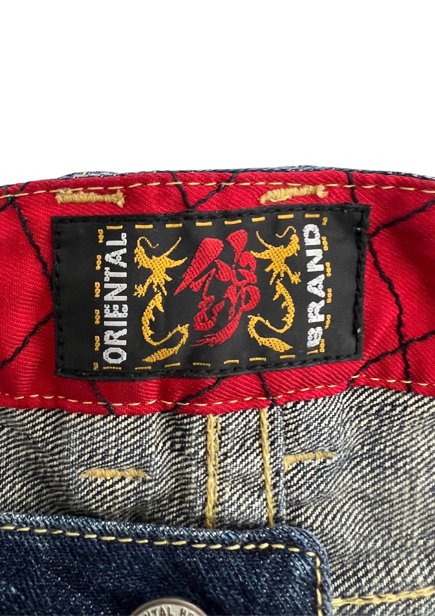 2010s Nishiki Japanese Kimono Thunder Patch Denim Jeans