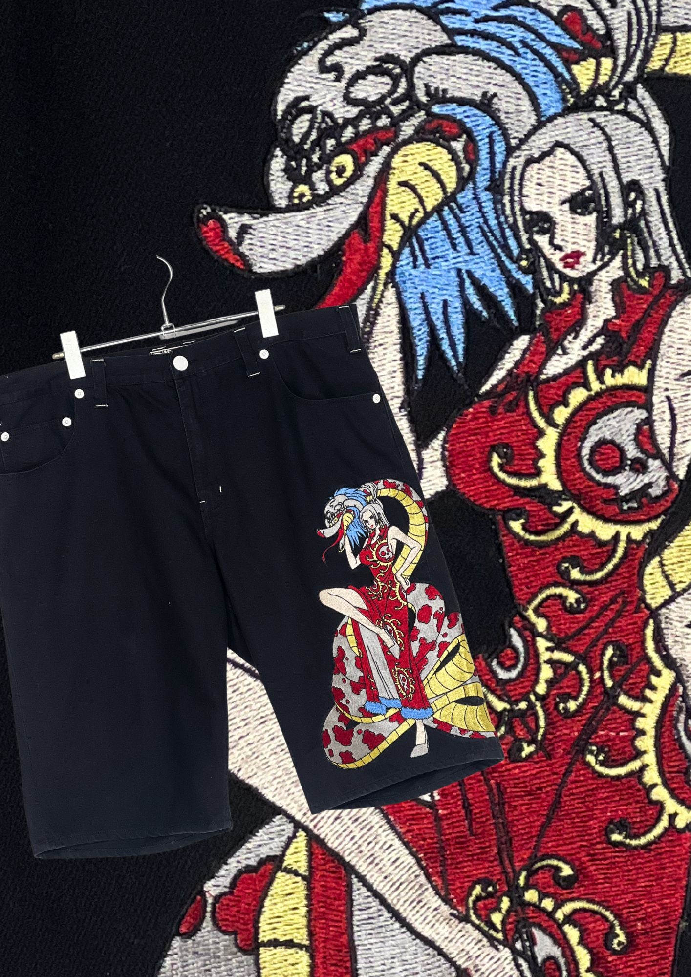 One Piece x Boa Hancock Embroidered Half Jeans