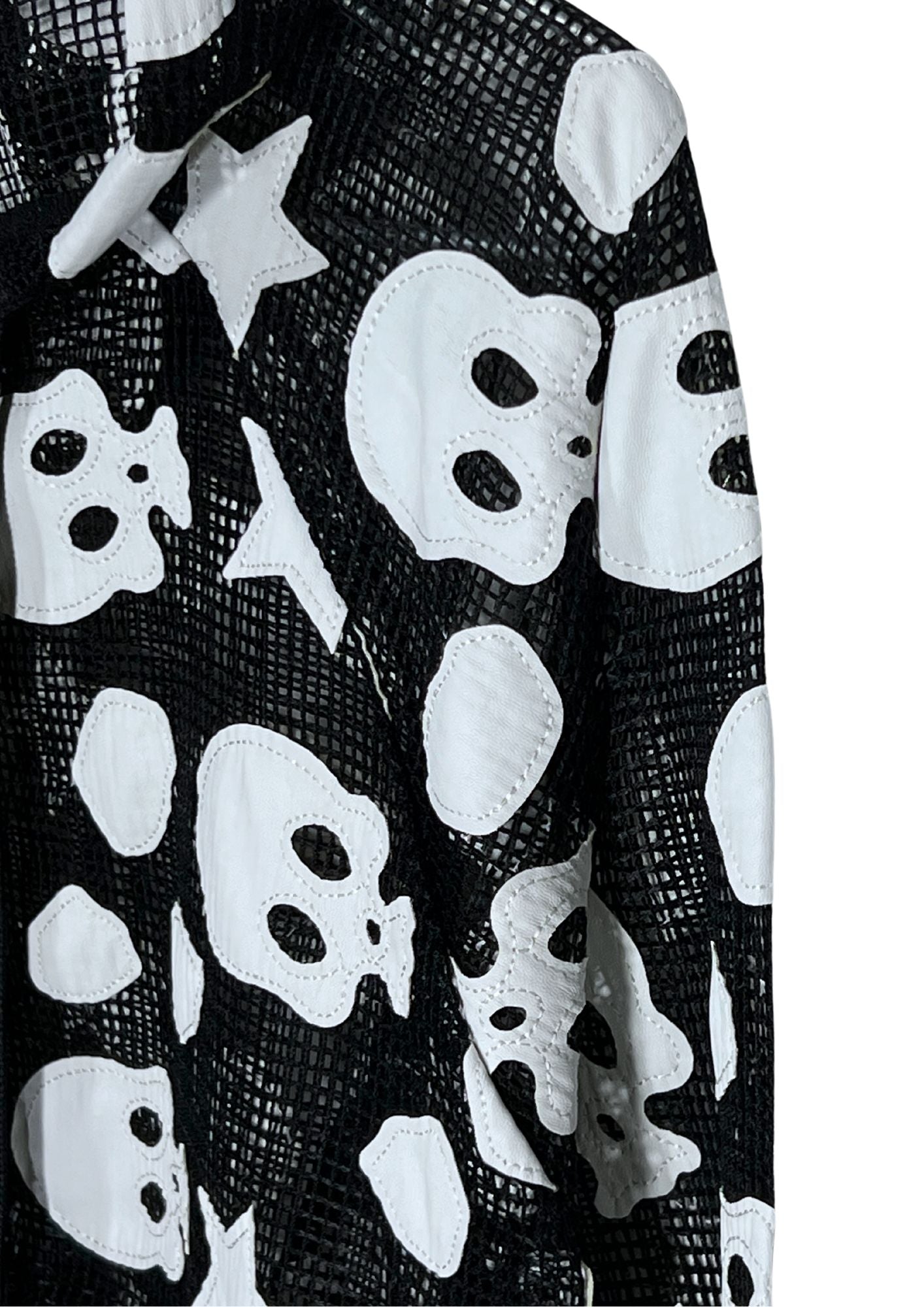 2000s Vintage GLAD NEWS 'Skulls and Stars' Mash Cropped Zip Up Hoodie (Ladies M)