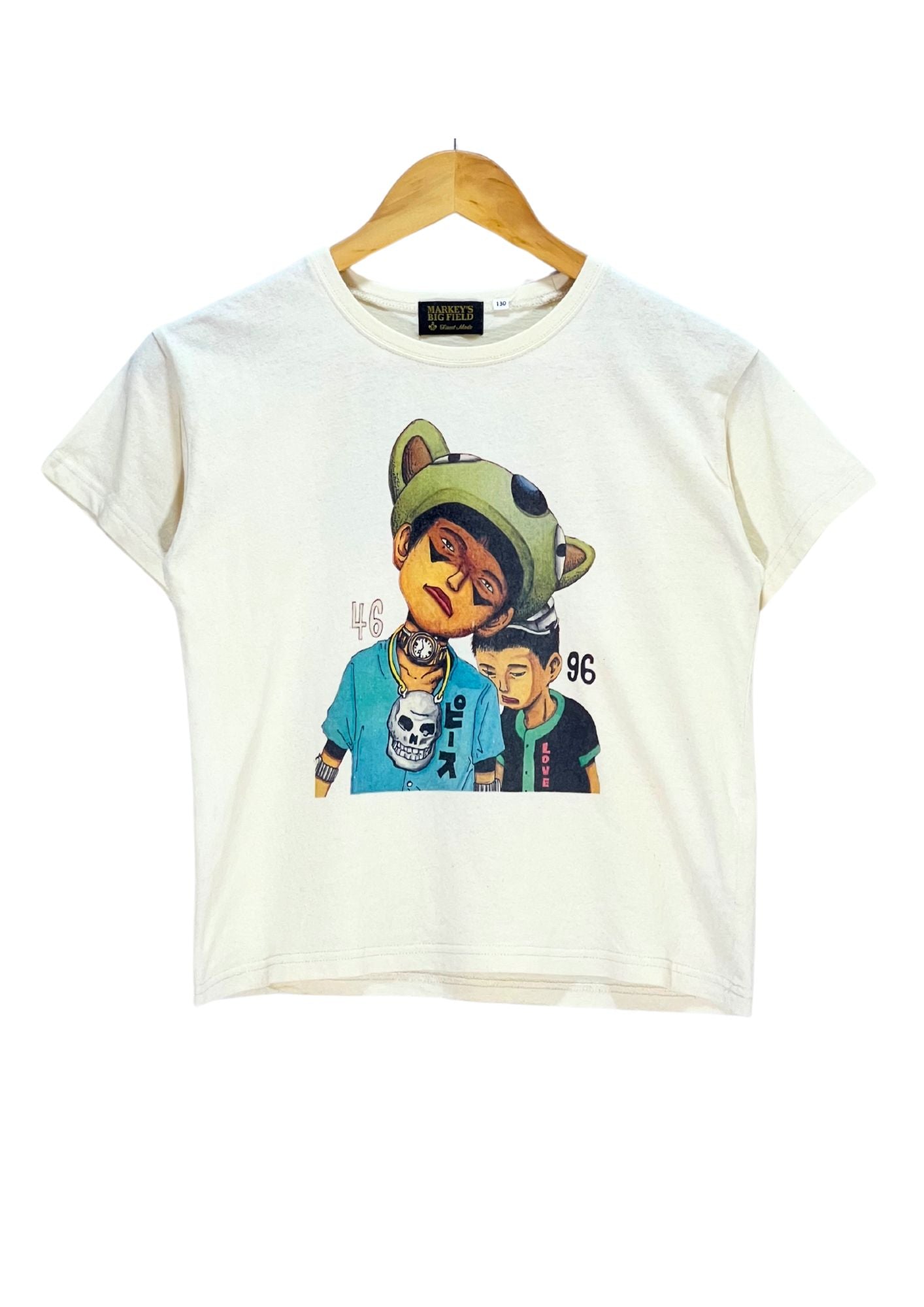 2010s Taiyou Matsumoto 'Tekkonkinkreet' x MARKLY'S BIG FIELD 'Love & Peace' Baby Tee (Ladies M)