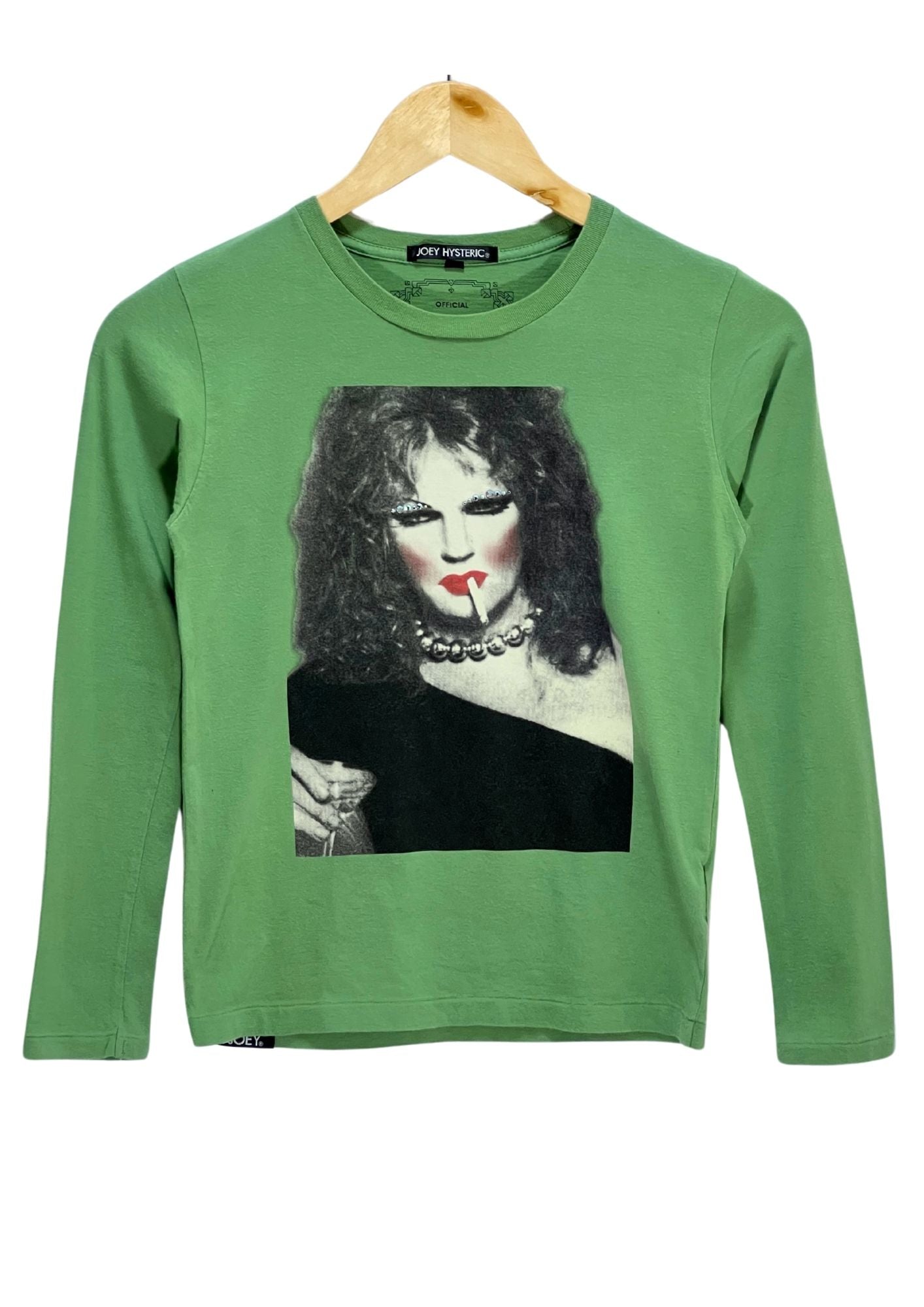 Y2K JOEY HYSTERIC by HYSTERIC GLAMOUR 'Arthur Killer Kane' Baby Rhinestone L/S Shirts (Ladies S)