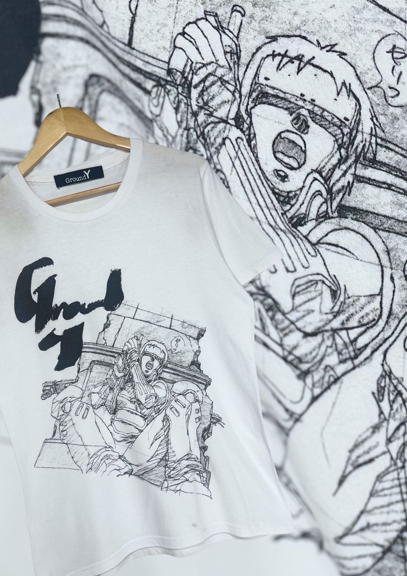 2018 Ghost in the Shell x Ground Y Yohji Yamamoto Motoko Kusanagi Genga T-shirt