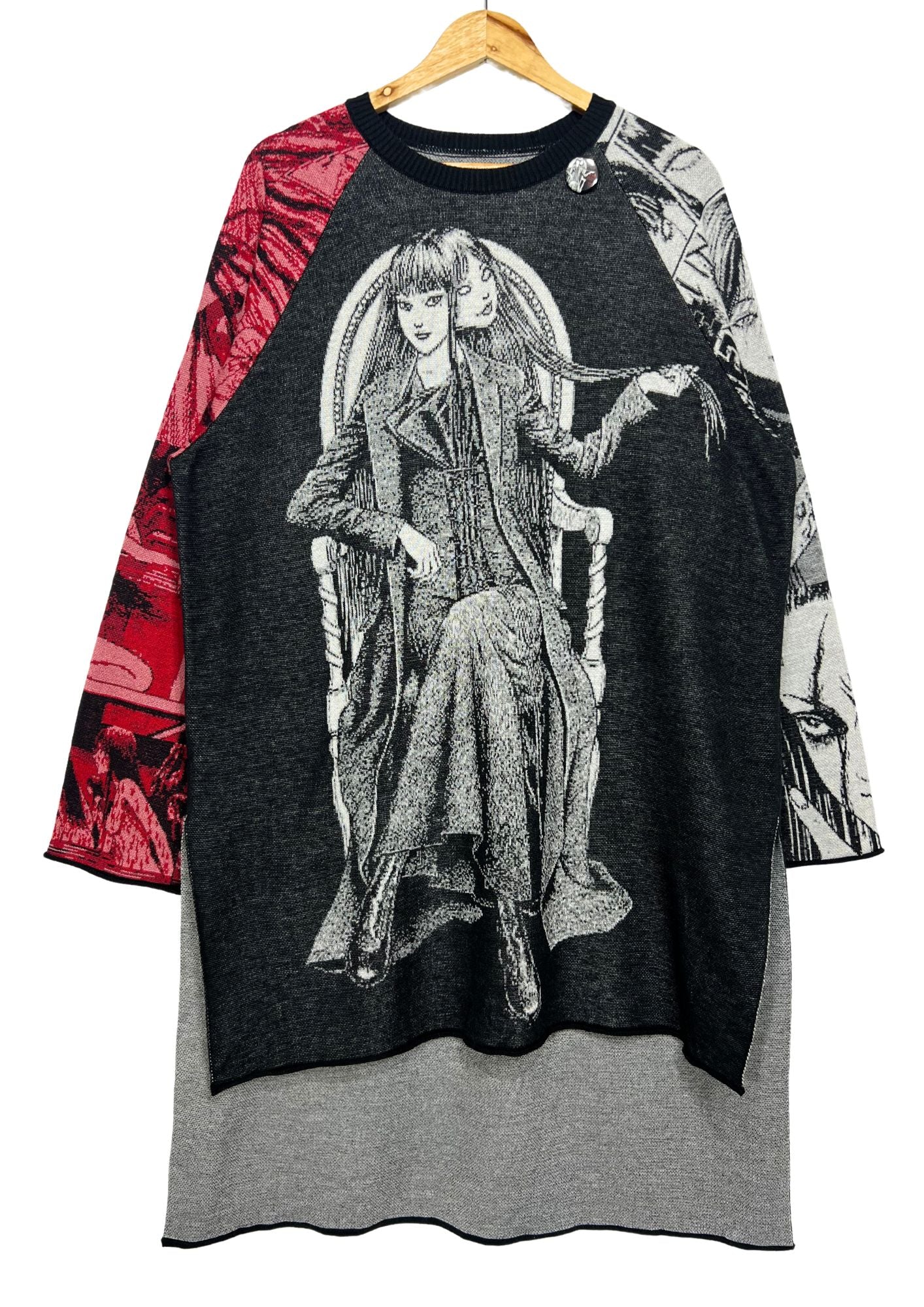2020 Junji Ito x S'YTE Yohji Yamamoto Tomie Jacquard Crew Raglan Long Sleeve Knit
