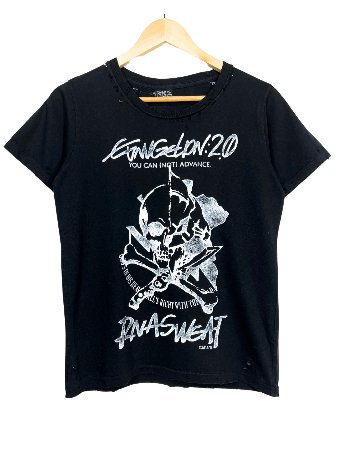 2010 Neon Genesis Evangelion x RNA Sweat 'Evangelion: 2.0 You Can (Not) Advance' Damaged T-shirt (S-M)
