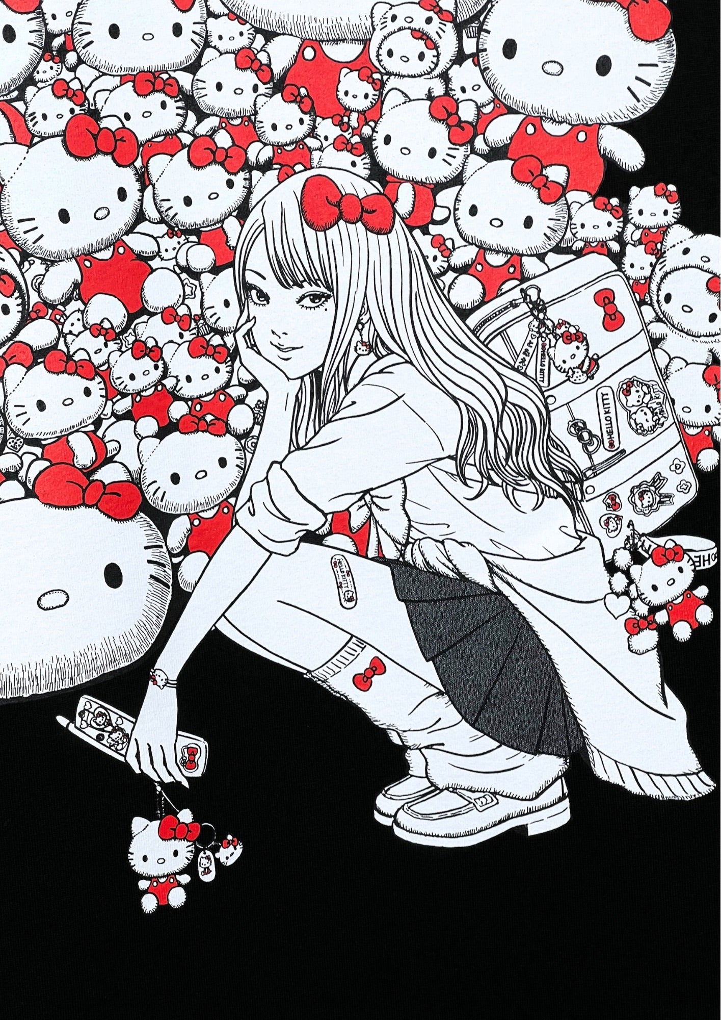 2024 Junji Ito x Hello Kitty Pop-Up Store Limited 'Tomie and Hello Kitty' T-shirt (XL Oversize)
