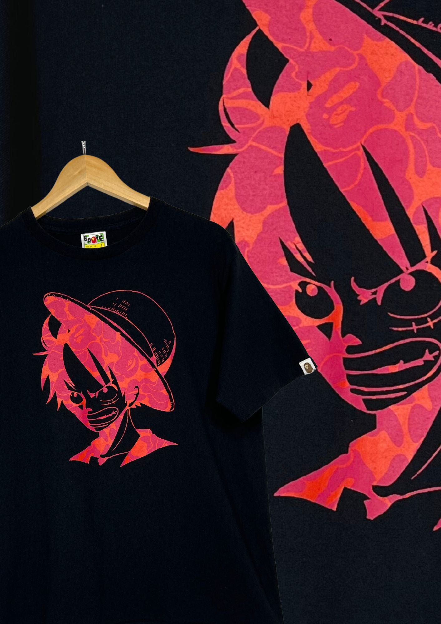 2012 A Bathing Ape x One Piece Luffy Camo T-shirt