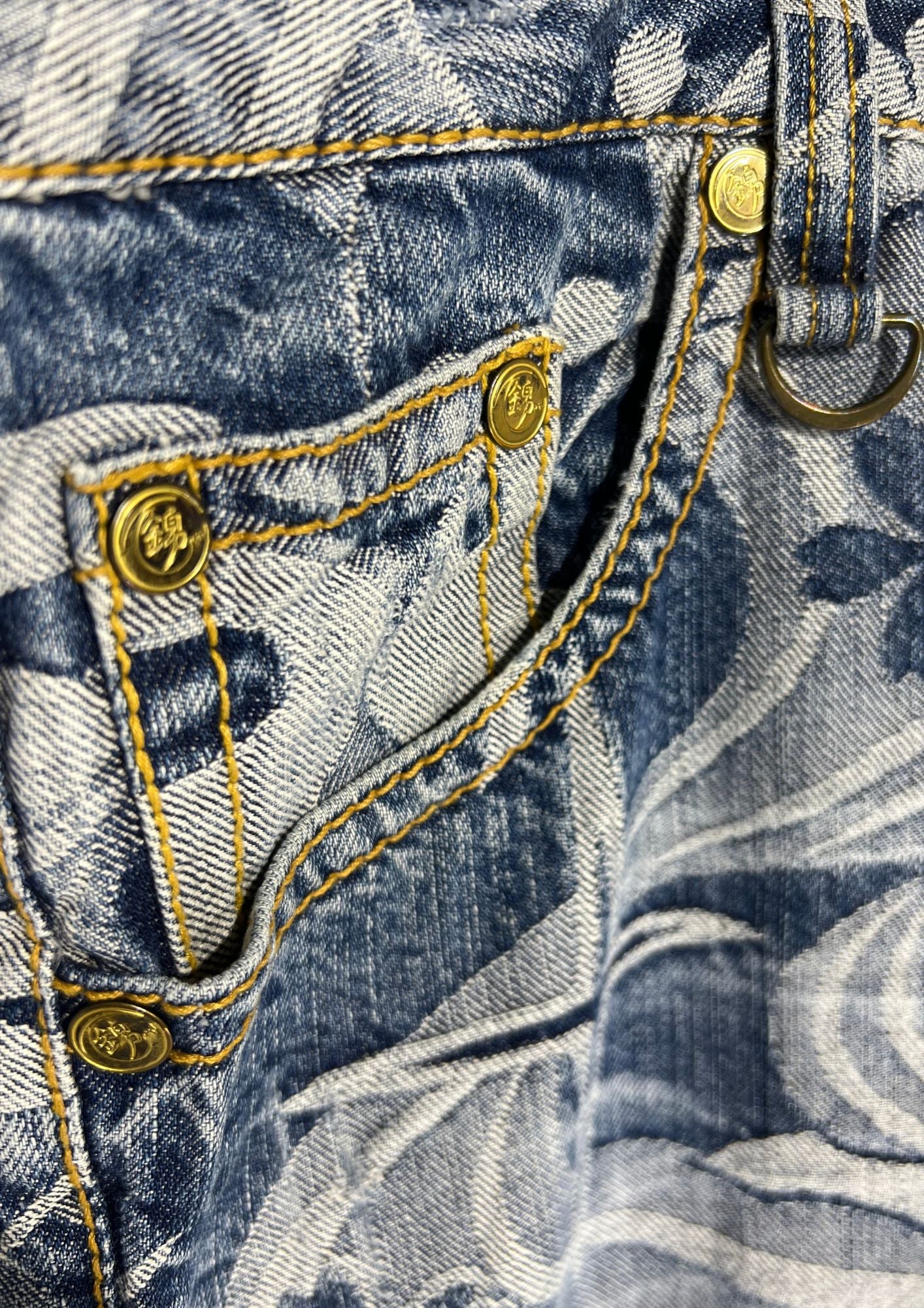 2014 Neon Genesis Evangelion x Nishiki Oriental Brand TYPE 01 Angels Japanese Pattern Embroidered Jeans