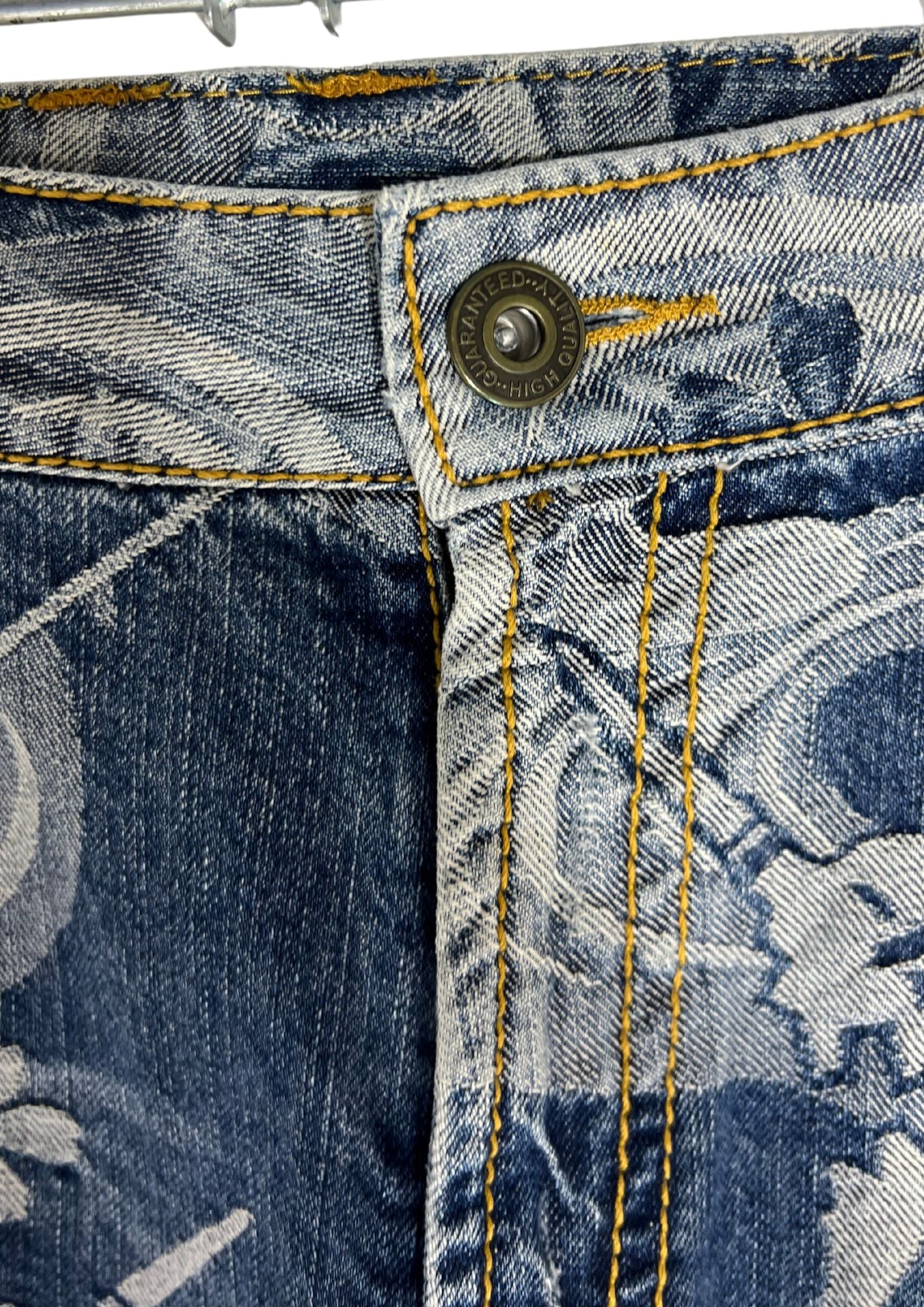 2014 Neon Genesis Evangelion x Nishiki Oriental Brand TYPE 01 Angels Japanese Pattern Embroidered Jeans