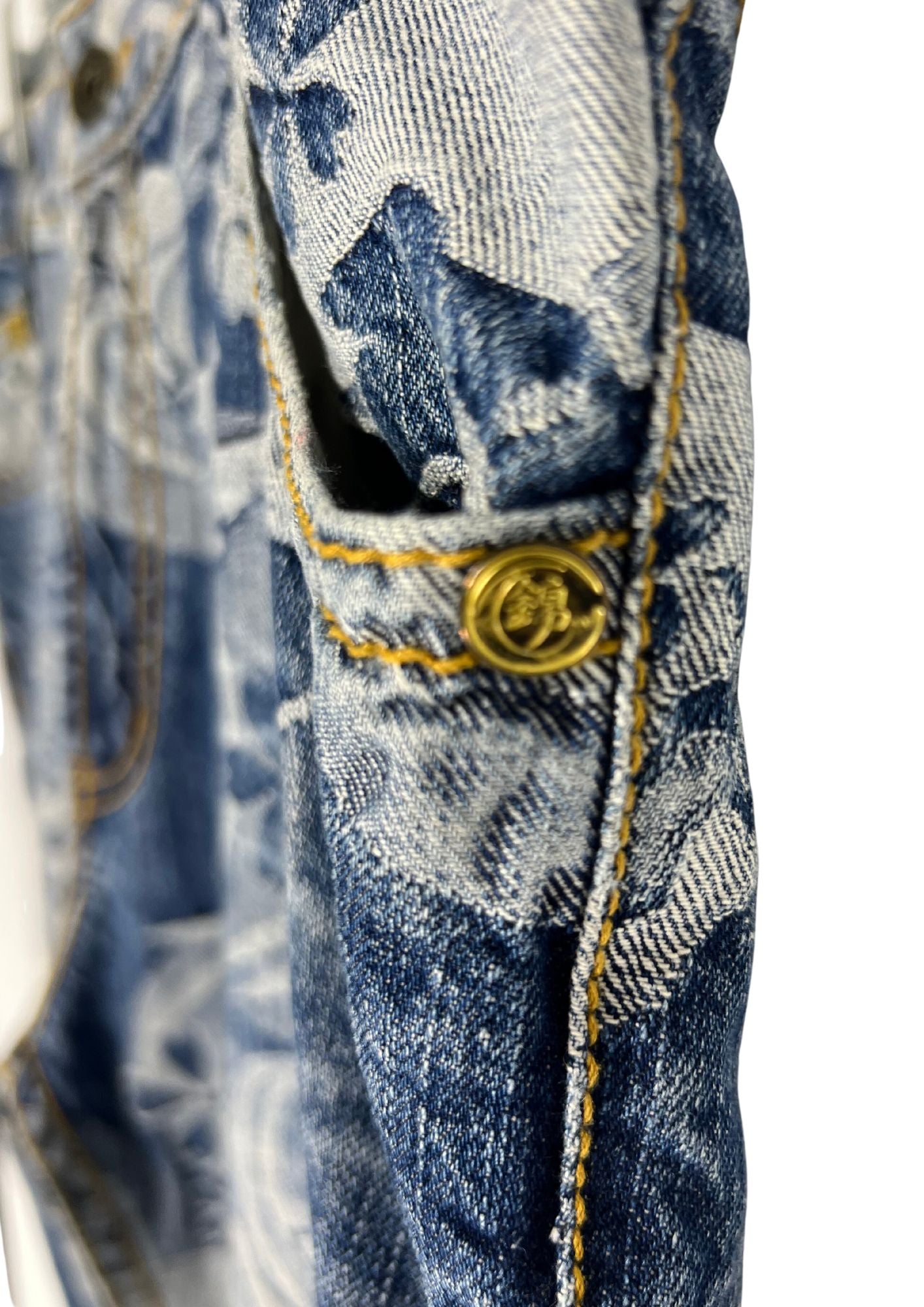 2014 Neon Genesis Evangelion x Nishiki Oriental Brand TYPE 01 Angels Japanese Pattern Embroidered Jeans