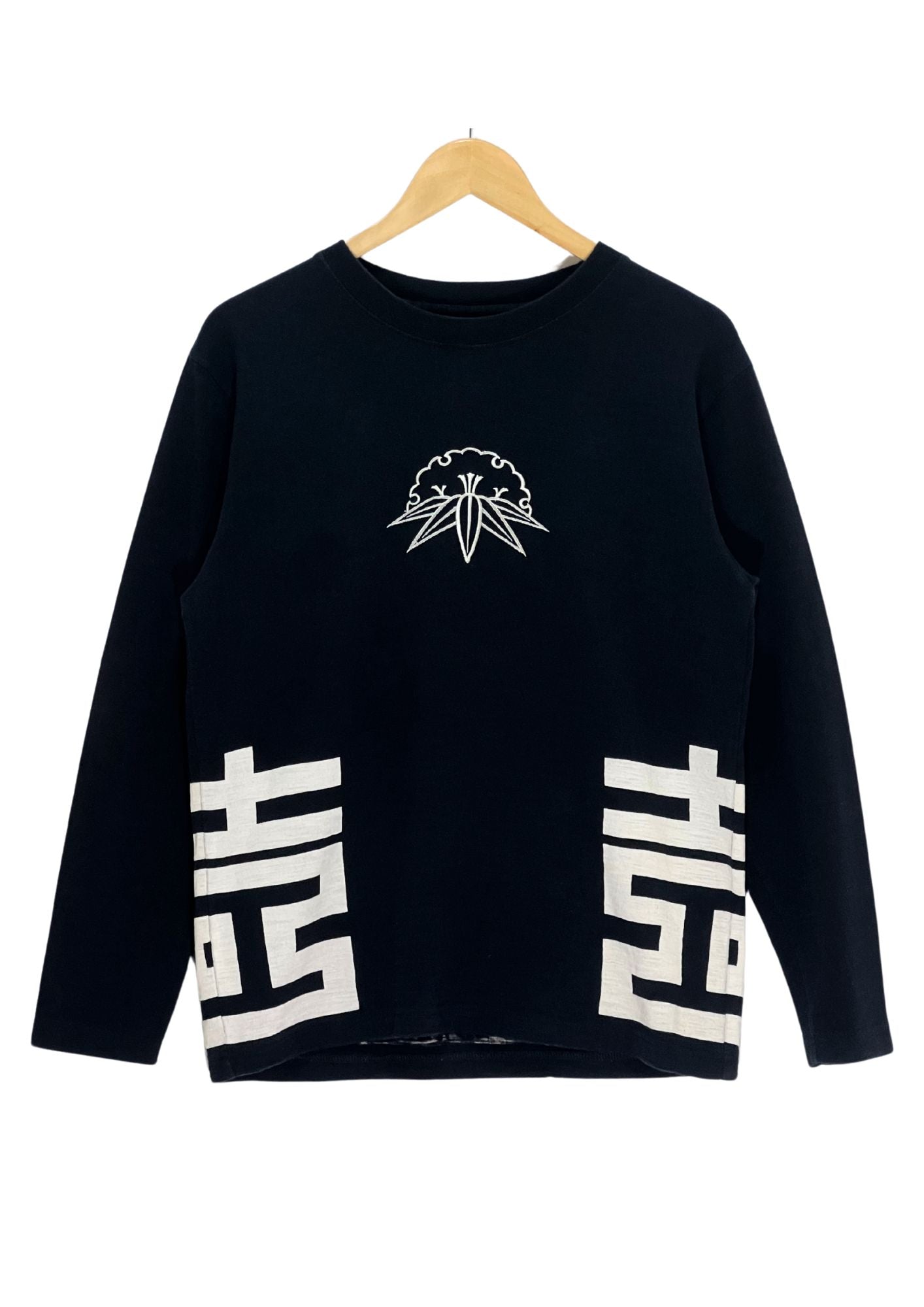 2000s CROPPED HEADS 'Bamboo Grass' Japanese Art Embroidered L/S Shirt (M-S)