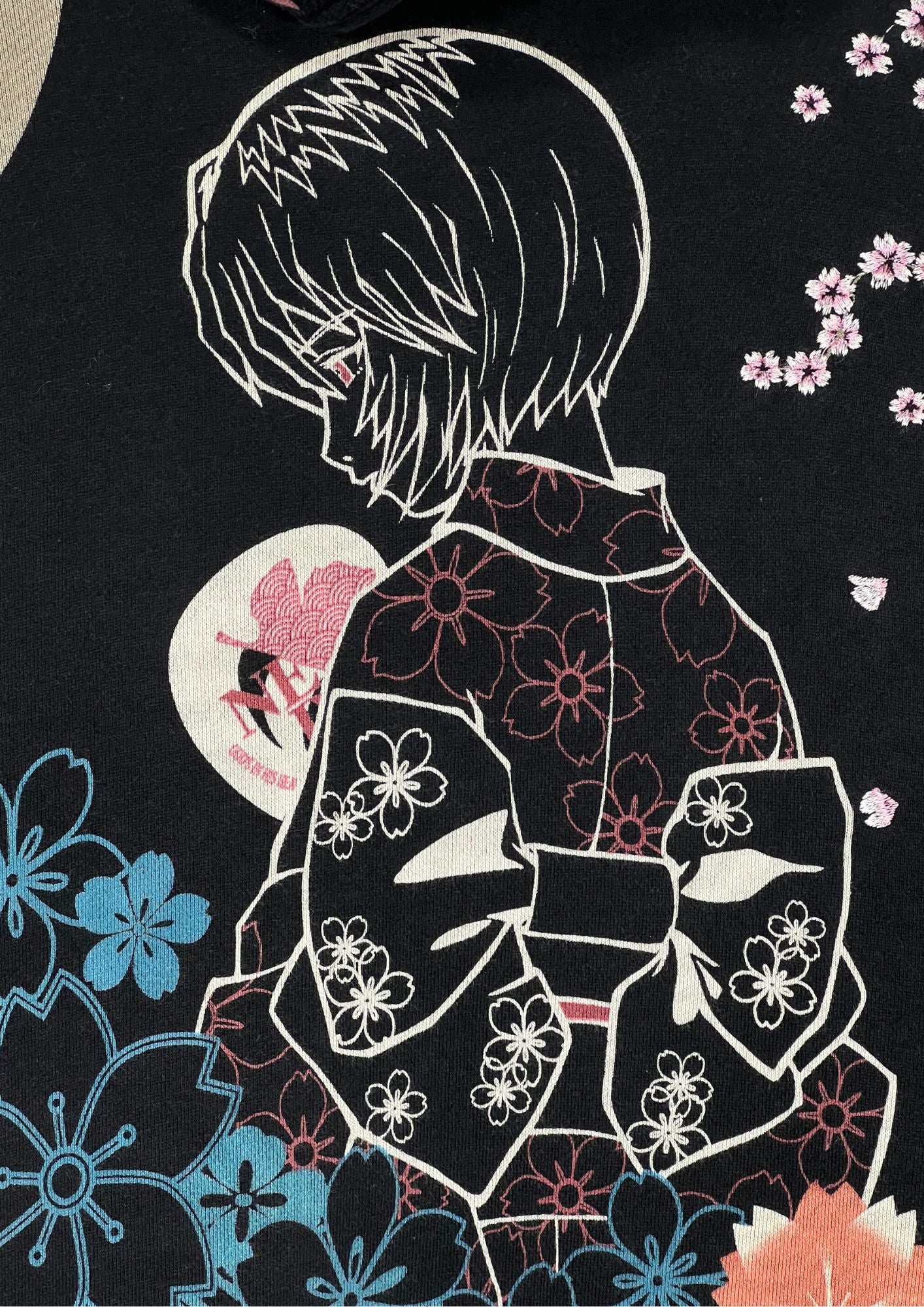 2010s Neon Genesis Evangelion x Nishiki Rei Kimono Cherry Blossom Embroidered Hoodie