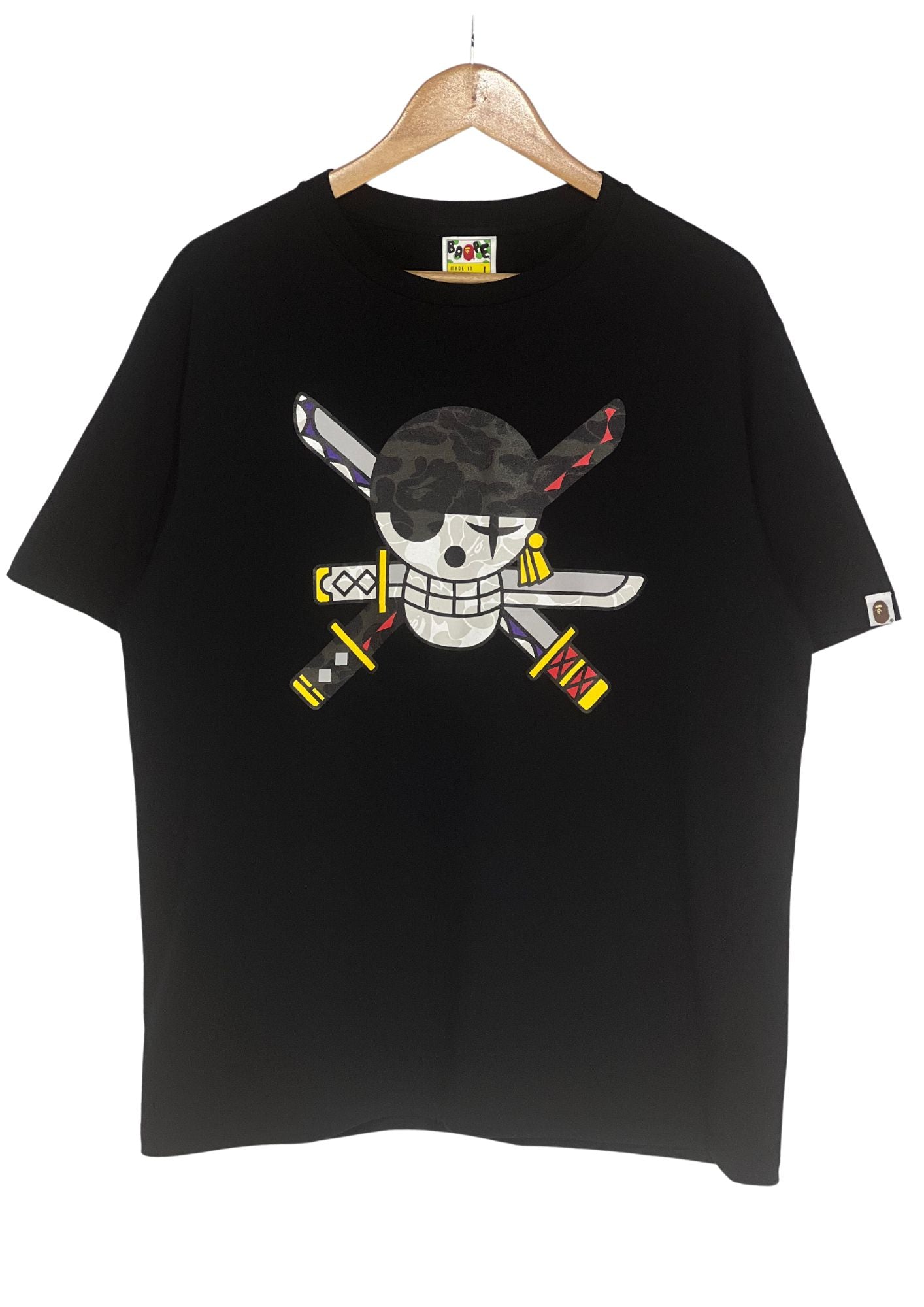 2012 A Bathing Ape x One Piece Zoro Pirate Flag Logo Camo T-shirt