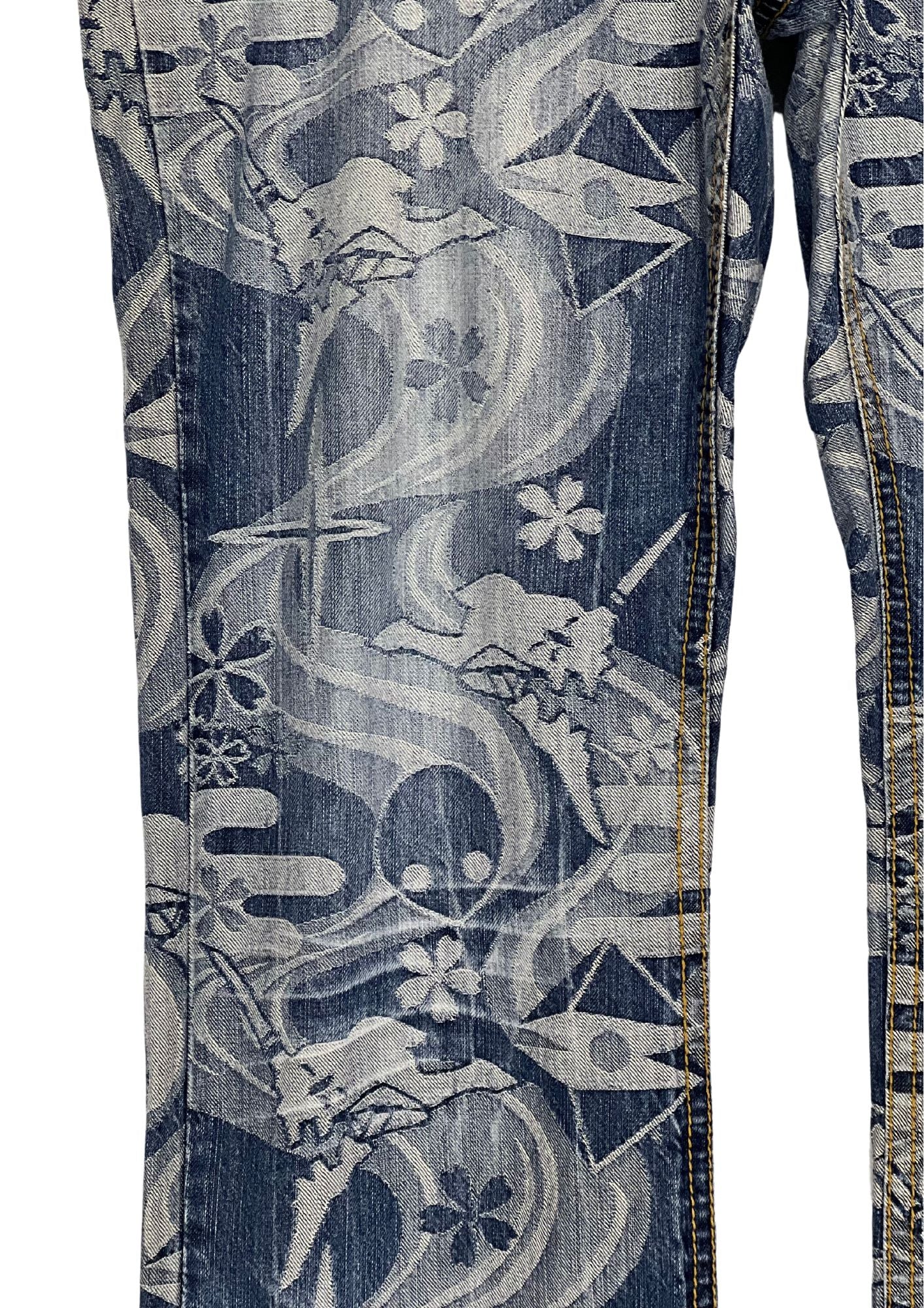 2014 Neon Genesis Evangelion x Nishiki Oriental Brand TYPE 01 Angels Japanese Pattern Embroidered Jeans