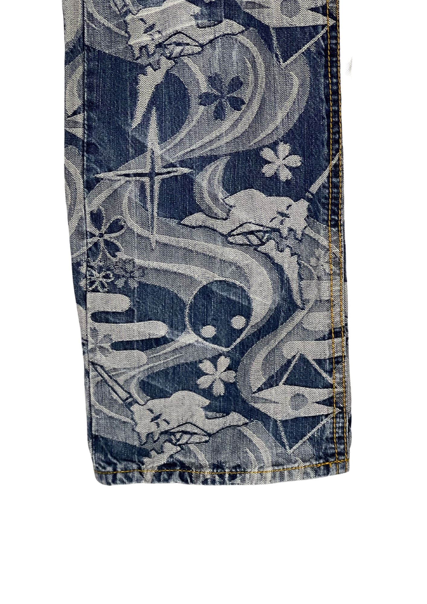 2014 Neon Genesis Evangelion x Nishiki Oriental Brand TYPE 01 Angels Japanese Pattern Embroidered Jeans