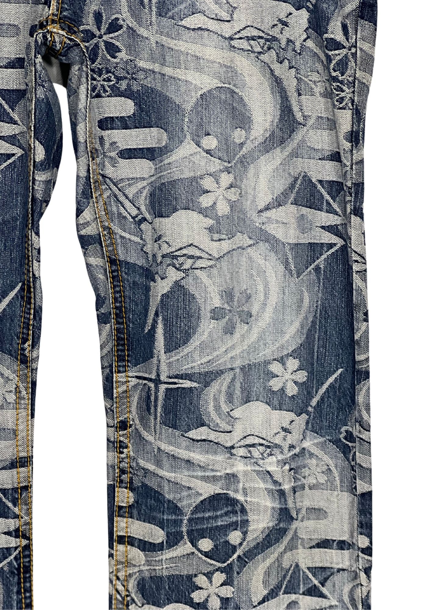 2014 Neon Genesis Evangelion x Nishiki Oriental Brand TYPE 01 Angels Japanese Pattern Embroidered Jeans