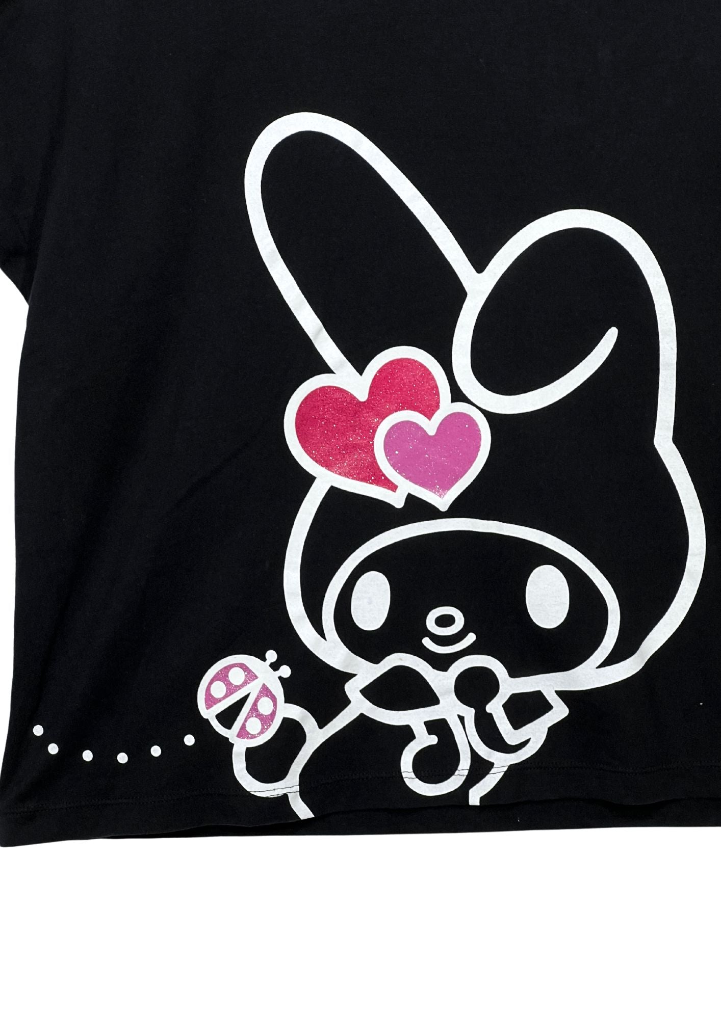 2010s Hello Kitty x UT 'My Melody' Glitter Print Oversize Boxy T-shirt (Ladies M-XL)