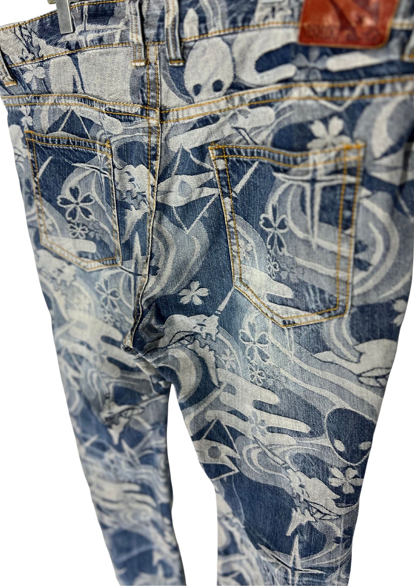 2014 Neon Genesis Evangelion x Nishiki Oriental Brand TYPE 01 Angels Japanese Pattern Embroidered Jeans