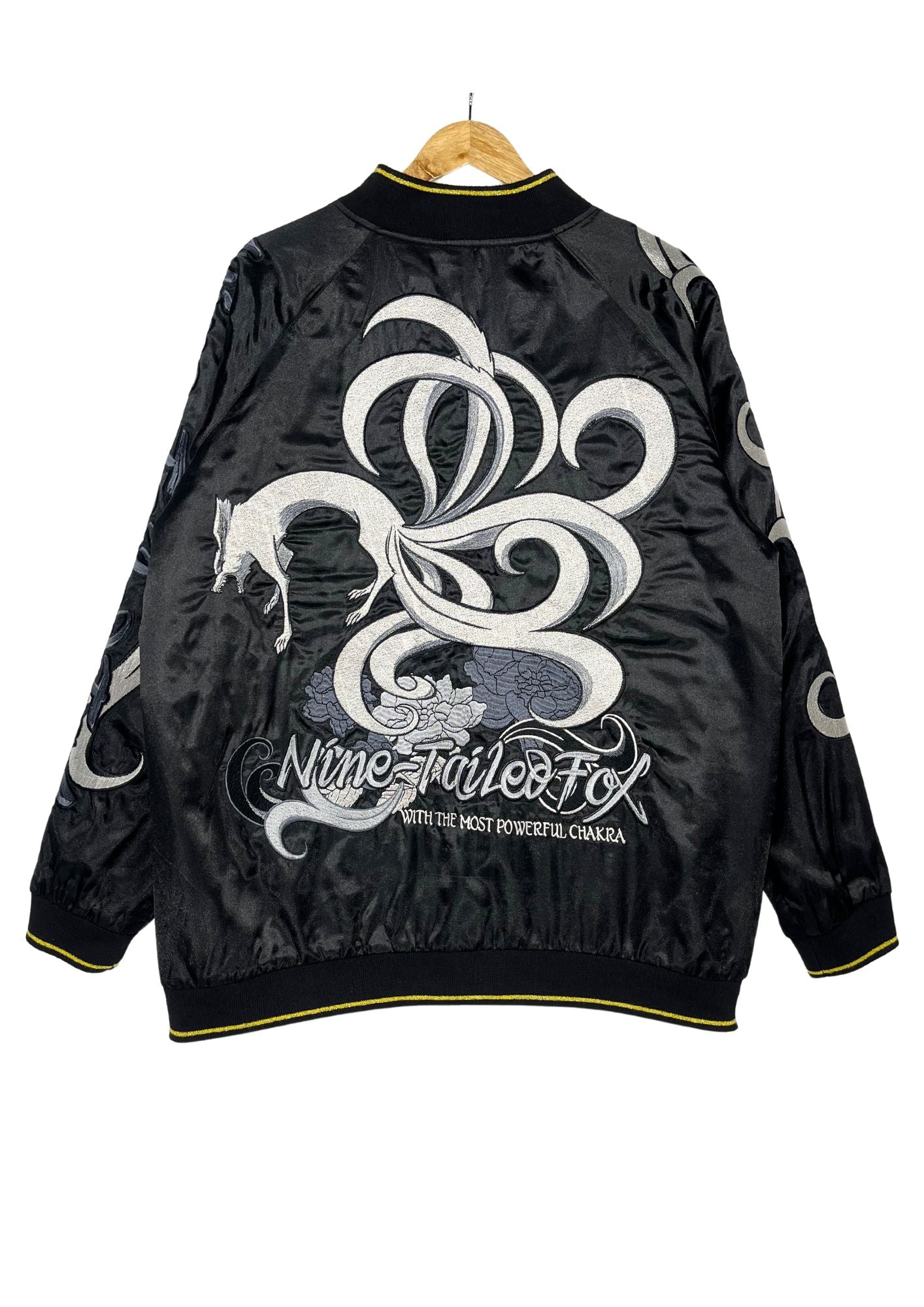 Naruto x Neutral Infinity 'Sasuke and Naruto, Japanese Wind God and Thunder God / Nine-Tailed Fox' Reversible Embroidered Sukajan