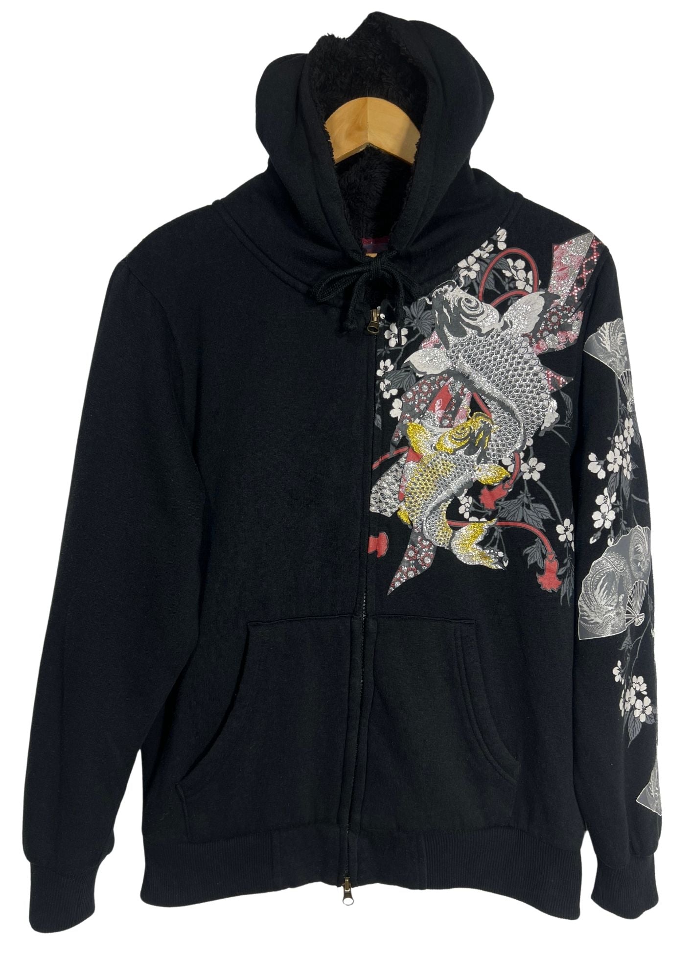 Japanese Brand 'Carp' Fleece Lined Zip Up Hoodie