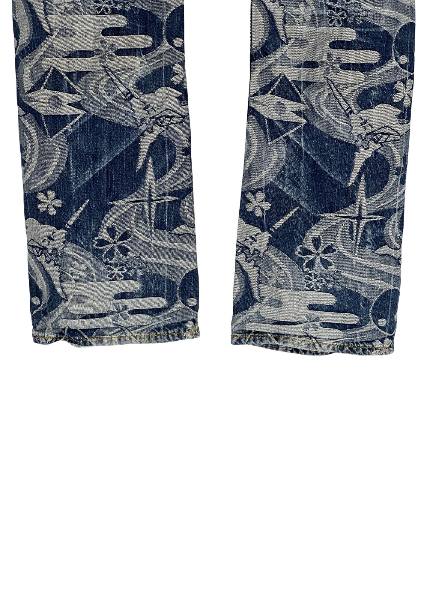 2014 Neon Genesis Evangelion x Nishiki Oriental Brand TYPE 01 Angels Japanese Pattern Embroidered Jeans