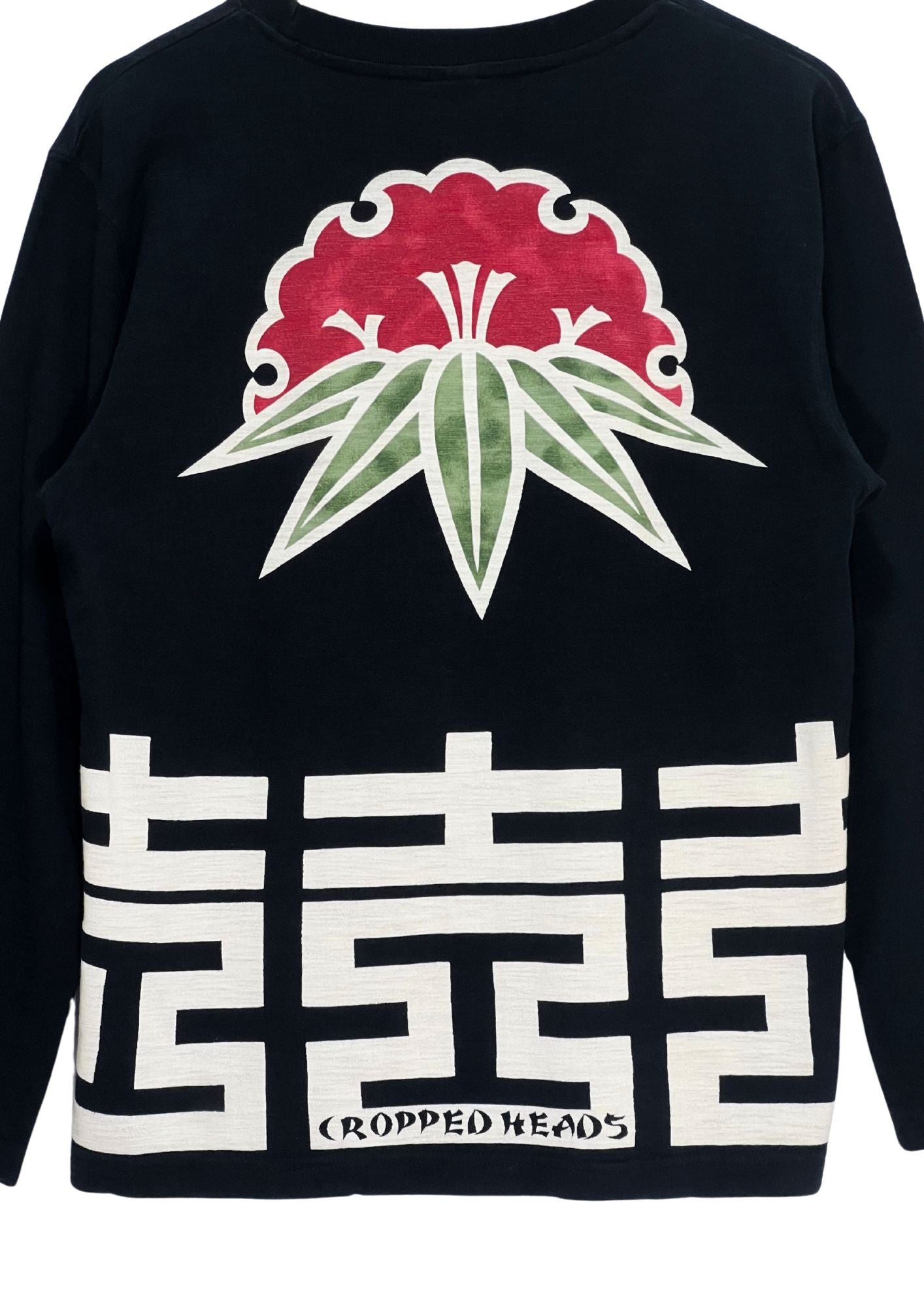 2000s CROPPED HEADS 'Bamboo Grass' Japanese Art Embroidered L/S Shirt (M-S)