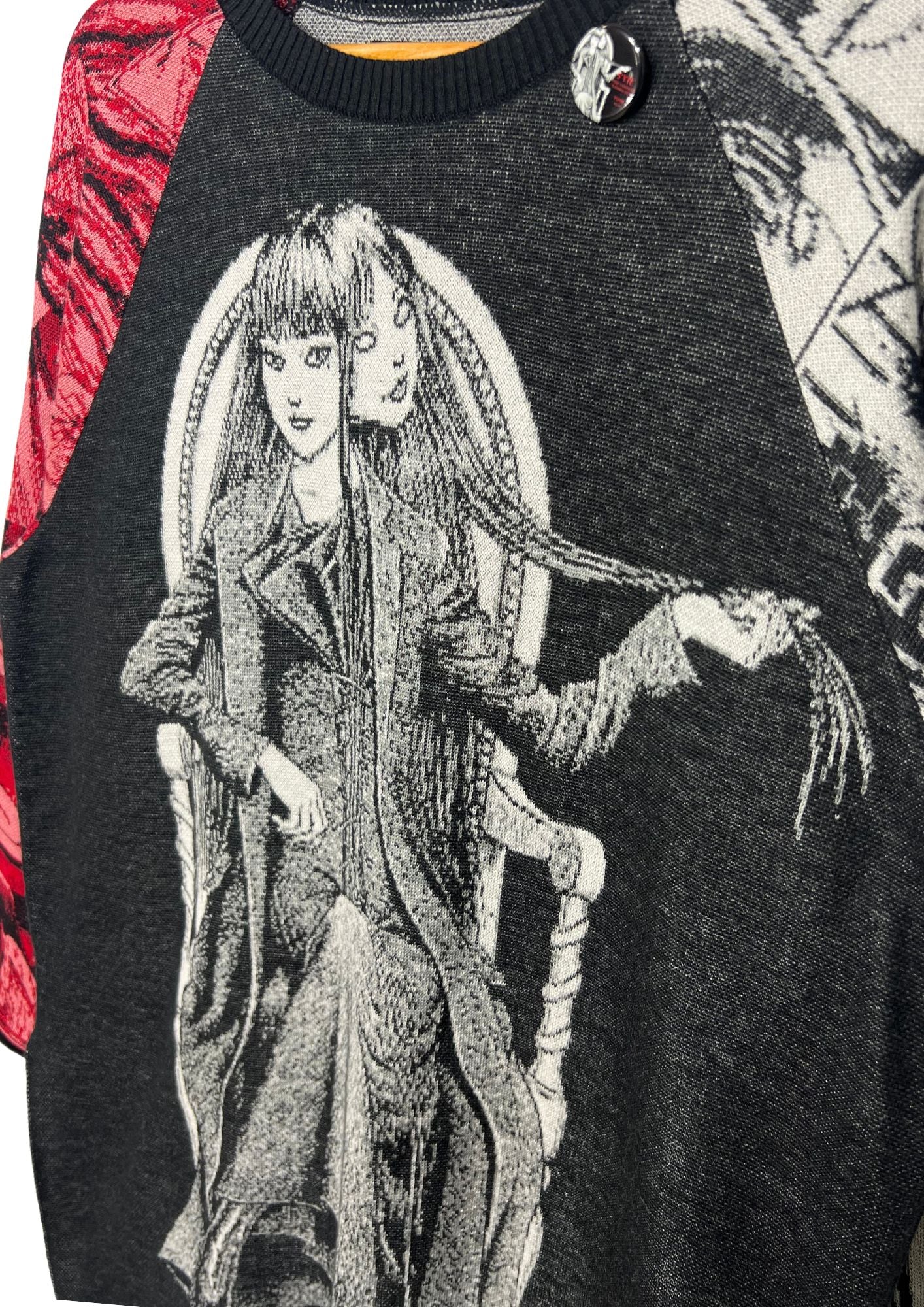 2020 Junji Ito x S'YTE Yohji Yamamoto Tomie Jacquard Crew Raglan Long Sleeve Knit