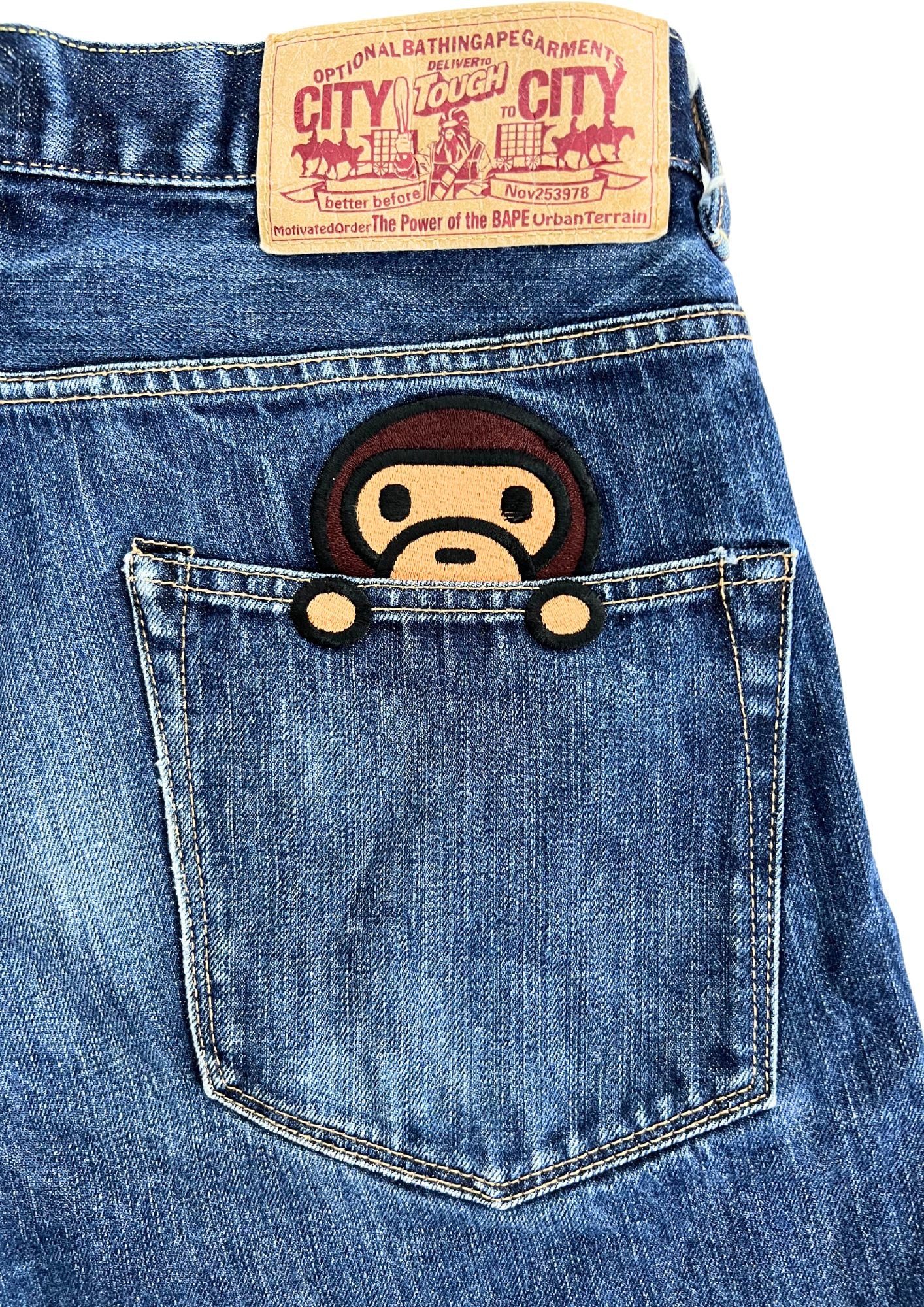 2010s BAPE Baby Milo Embroidered Denim Shorts