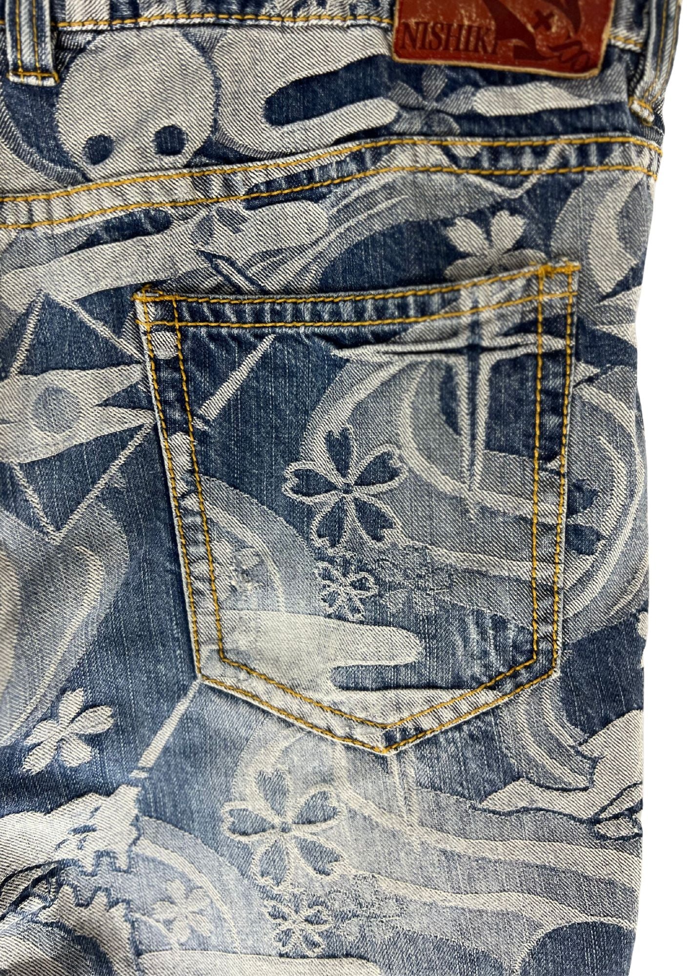 2014 Neon Genesis Evangelion x Nishiki Oriental Brand TYPE 01 Angels Japanese Pattern Embroidered Jeans
