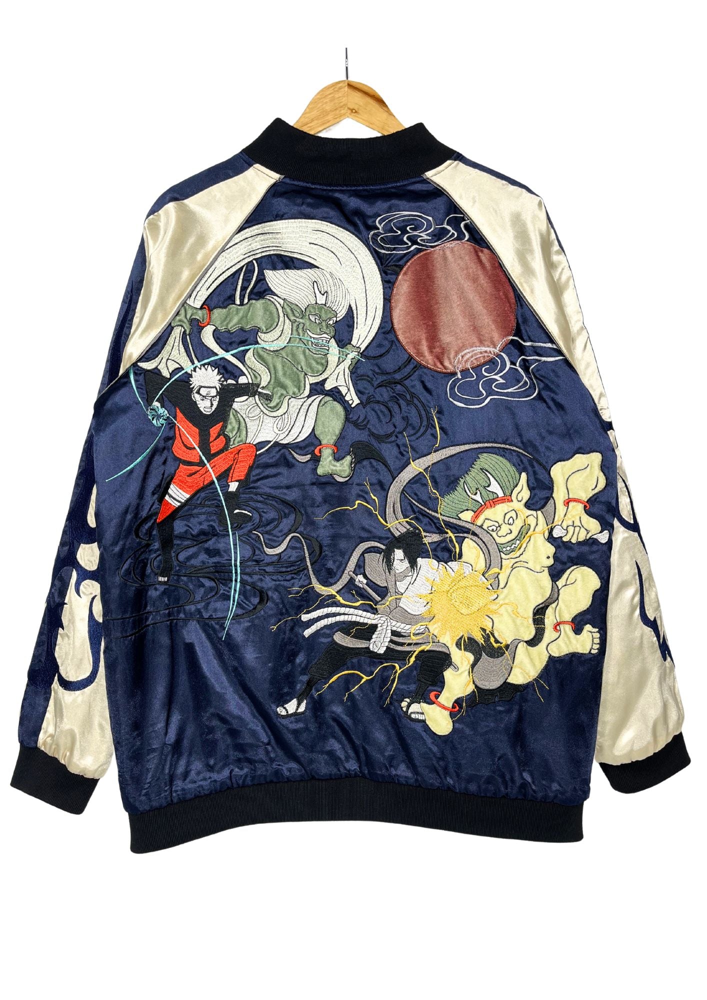 Naruto x Neutral Infinity 'Sasuke and Naruto, Japanese Wind God and Thunder God / Nine-Tailed Fox' Reversible Embroidered Sukajan