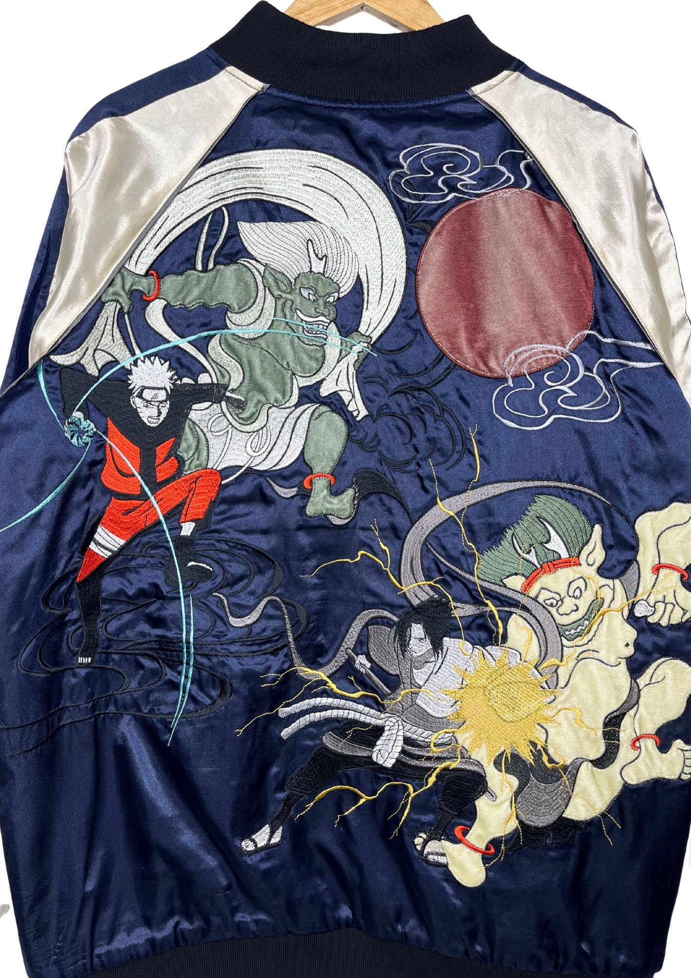 Naruto x Neutral Infinity 'Sasuke and Naruto, Japanese Wind God and Thunder God / Nine-Tailed Fox' Reversible Embroidered Sukajan