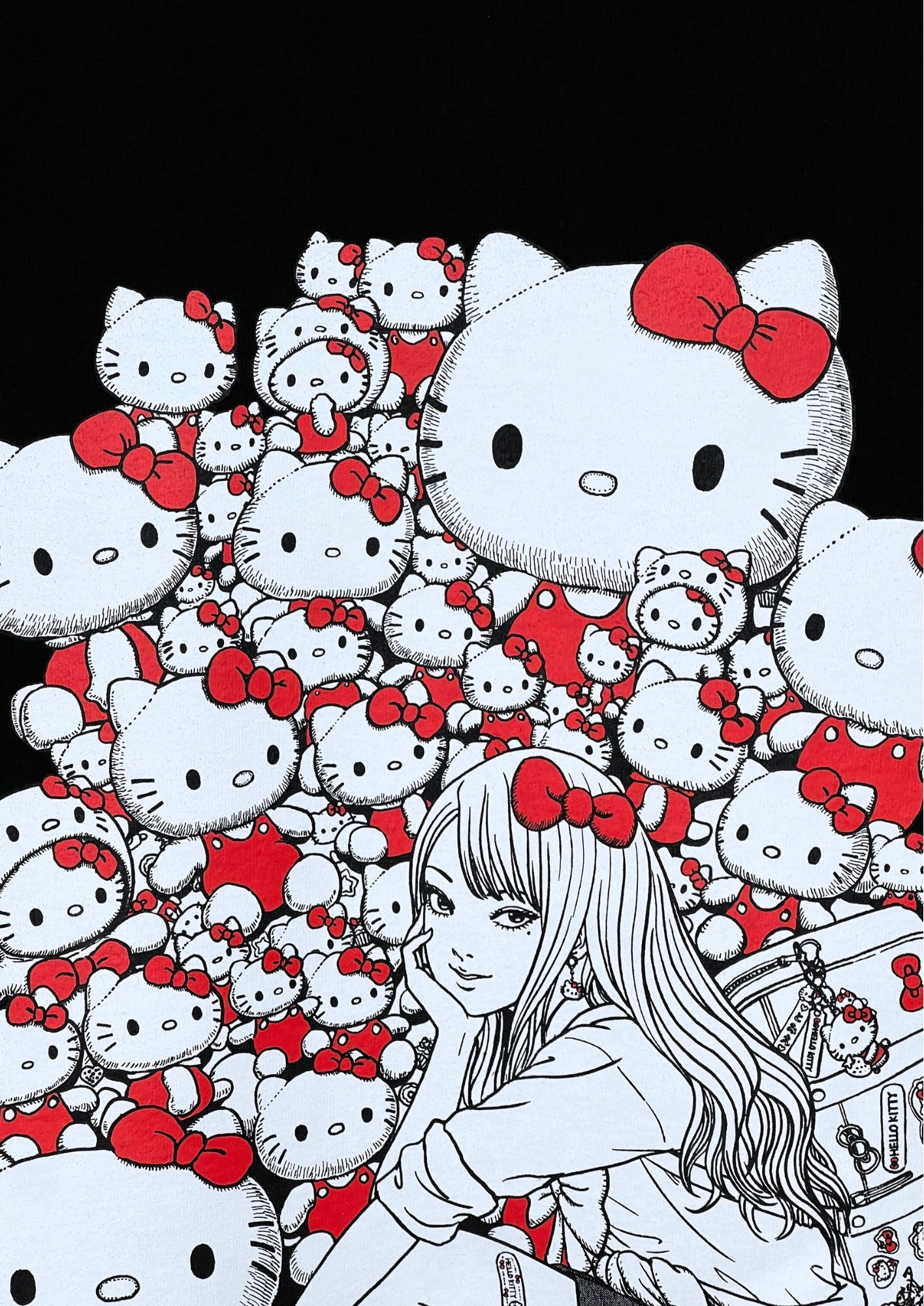 2024 Junji Ito x Hello Kitty Pop-Up Store Limited 'Tomie and Hello Kitty' T-shirt (XL Oversize)