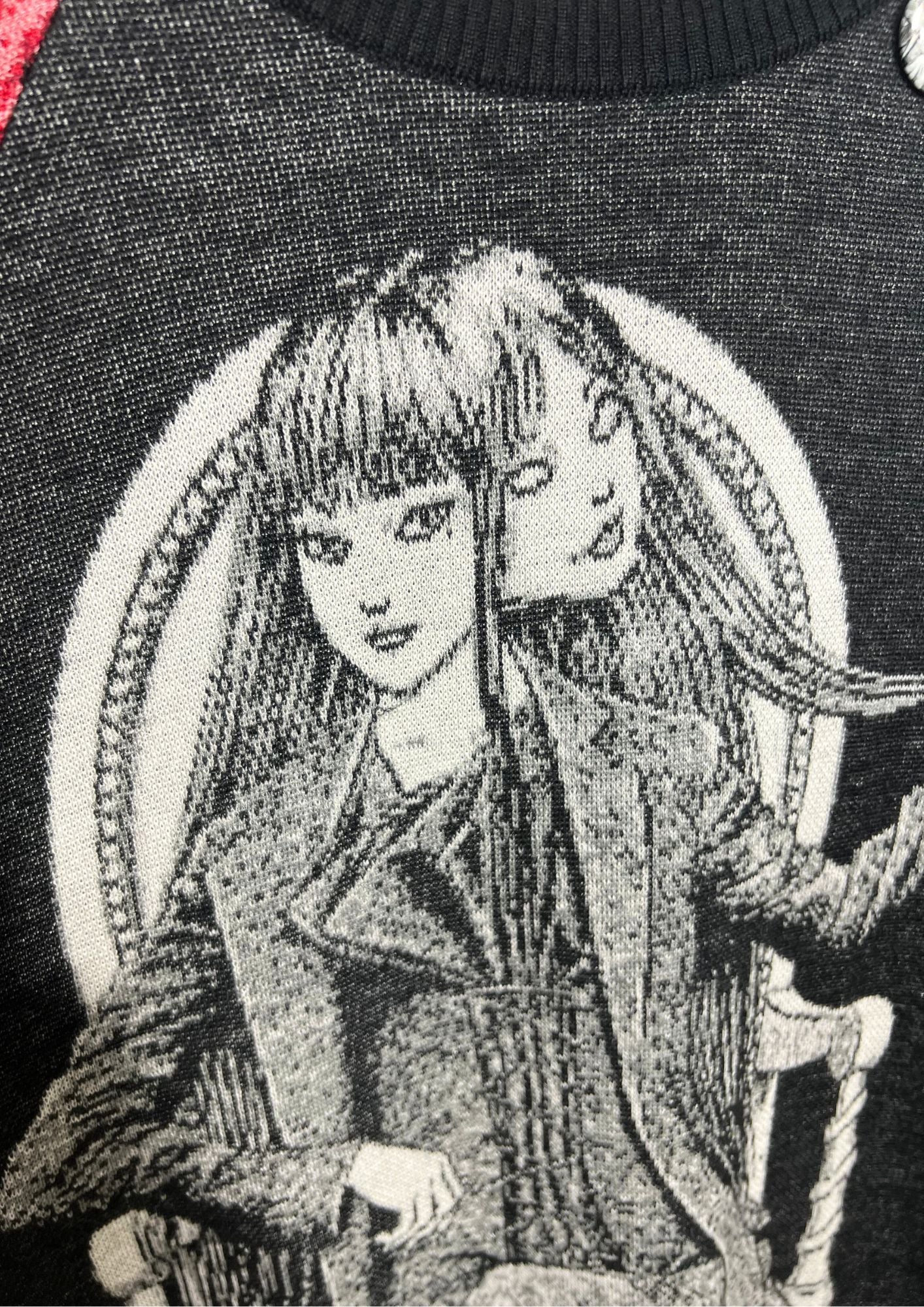 2020 Junji Ito x S'YTE Yohji Yamamoto Tomie Jacquard Crew Raglan Long Sleeve Knit