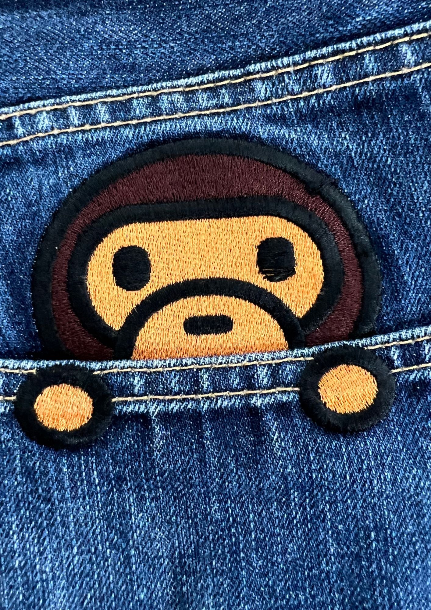 2010s BAPE Baby Milo Embroidered Denim Shorts