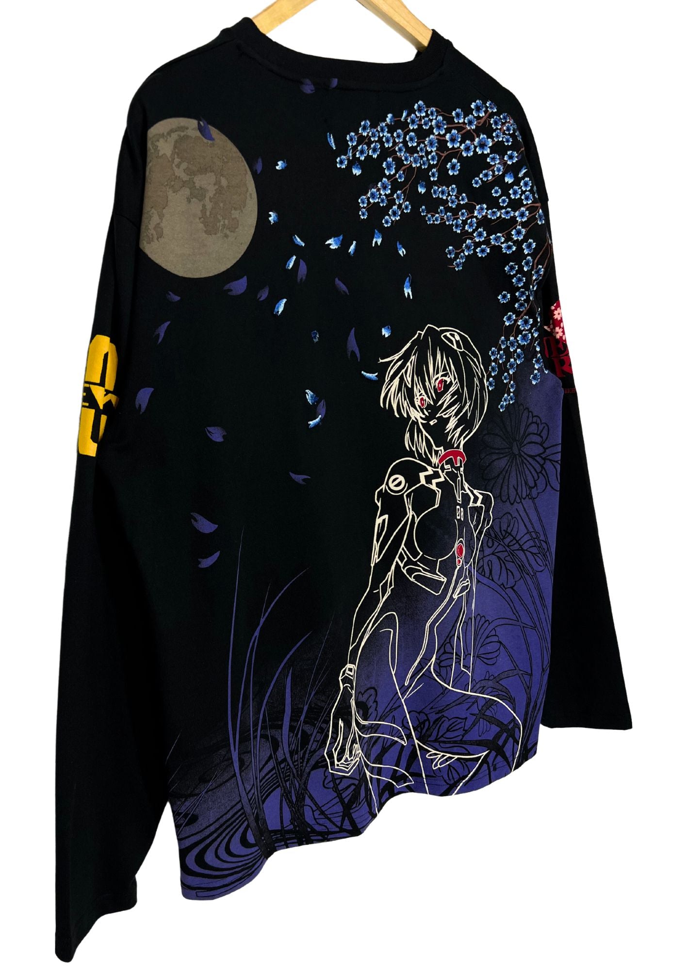 2010s Neon Genesis Evangelion x Nishiki Rei Ayanami Sakura Full Moon Embroidered L/S Shirts