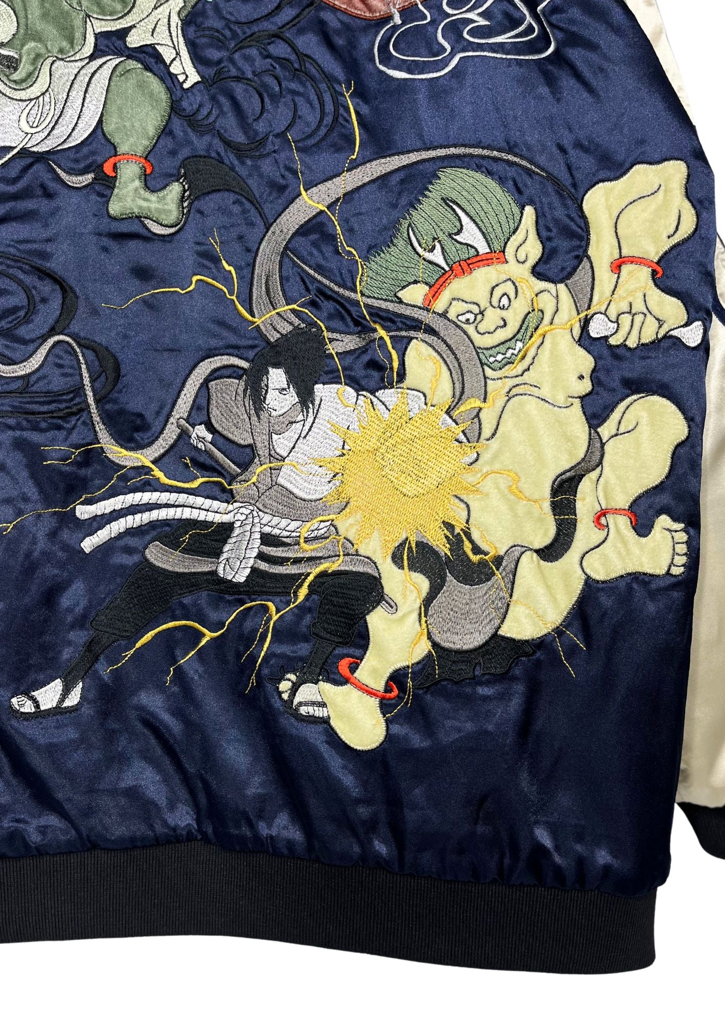 Naruto x Neutral Infinity 'Sasuke and Naruto, Japanese Wind God and Thunder God / Nine-Tailed Fox' Reversible Embroidered Sukajan