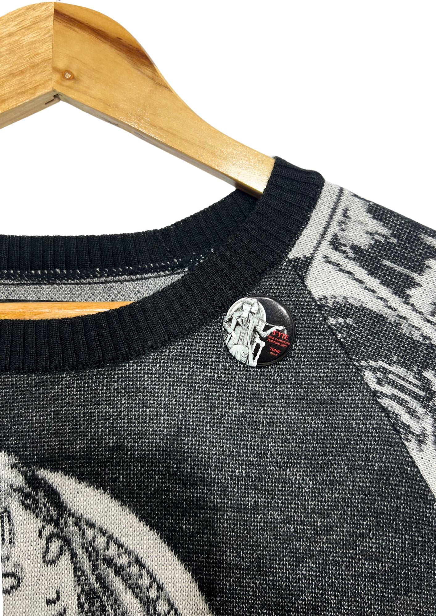 2020 Junji Ito x S'YTE Yohji Yamamoto Tomie Jacquard Crew Raglan Long Sleeve Knit