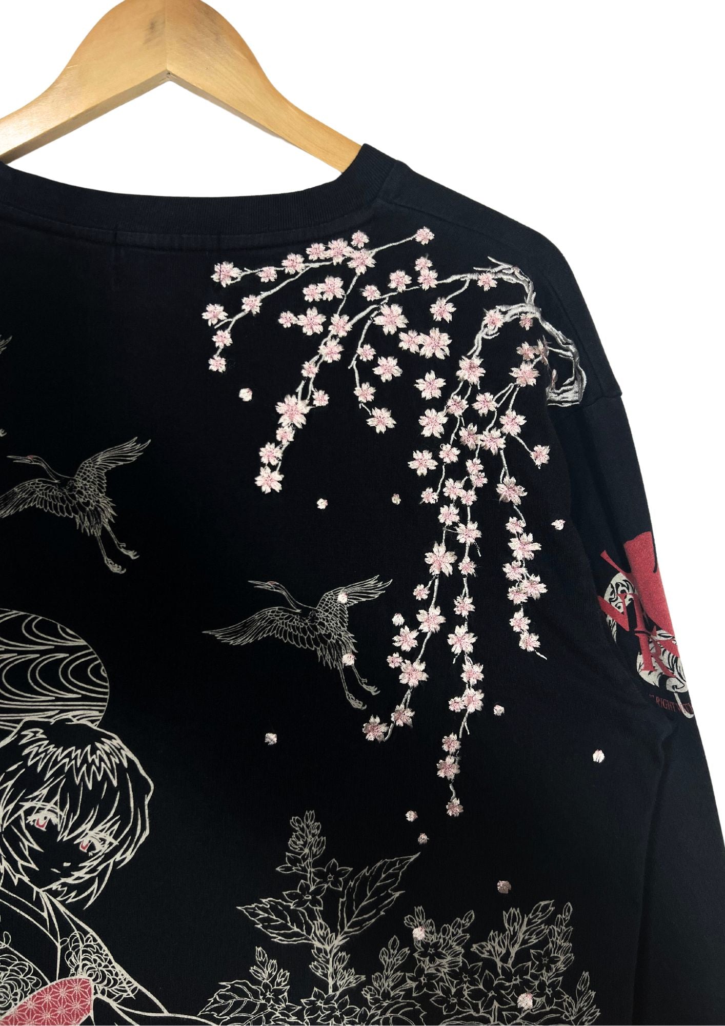 2010s Neon Genesis Evangelion x NISHIKI Rei Kimono Blossom Crane Embroidered L/S Shirt