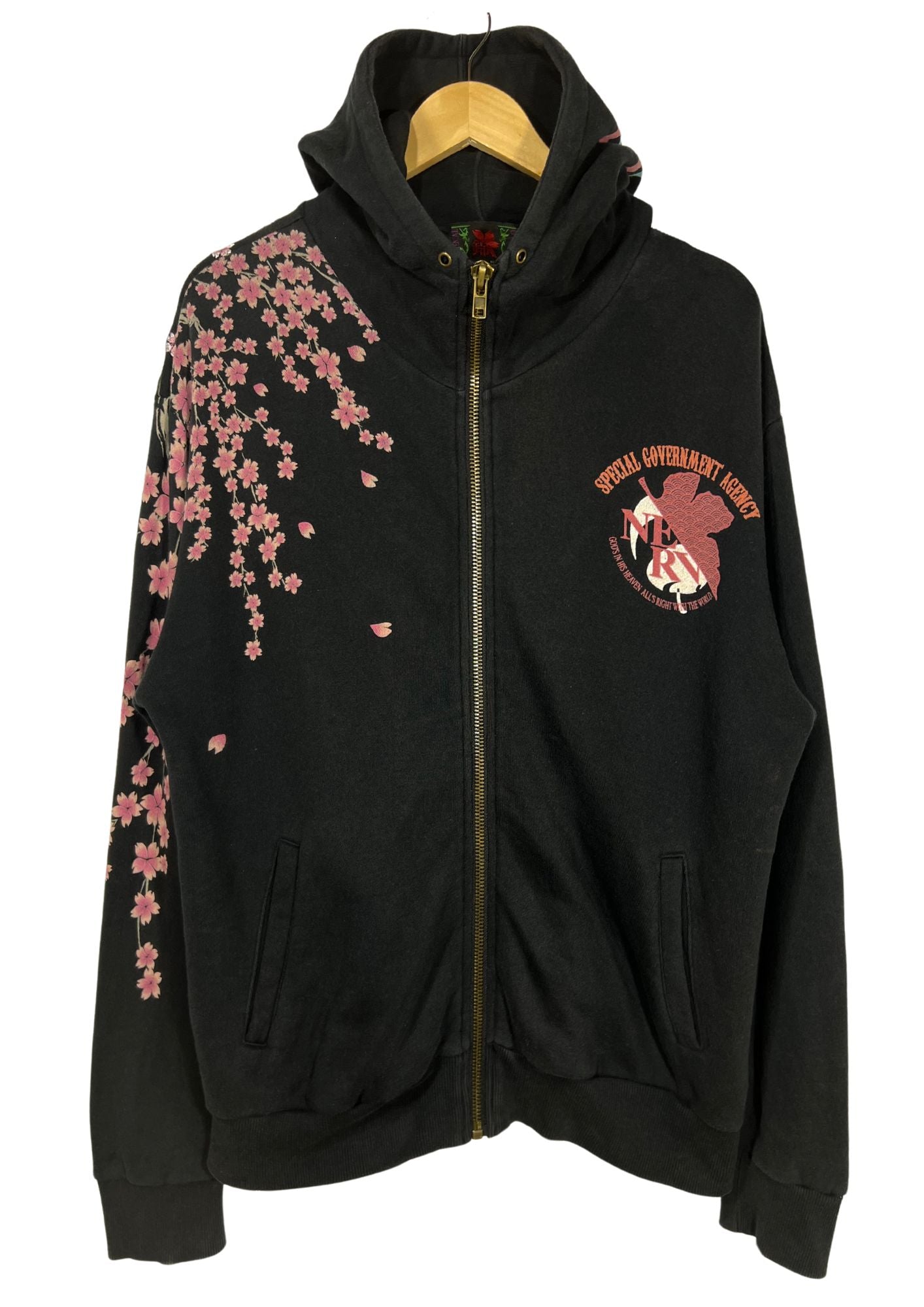2010s Neon Genesis Evangelion x Nishiki Rei Kimono Cherry Blossom Embroidered Hoodie