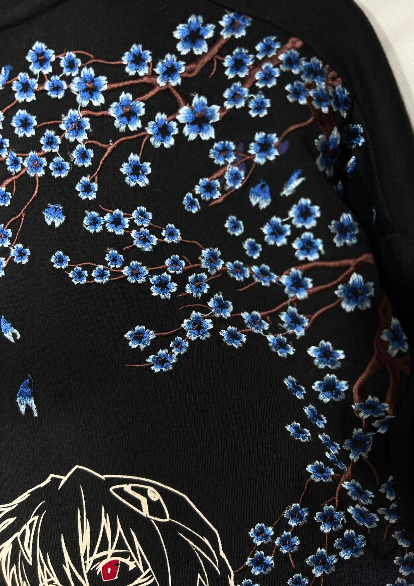 2010s Neon Genesis Evangelion x Nishiki Rei Ayanami Sakura Full Moon Embroidered L/S Shirts