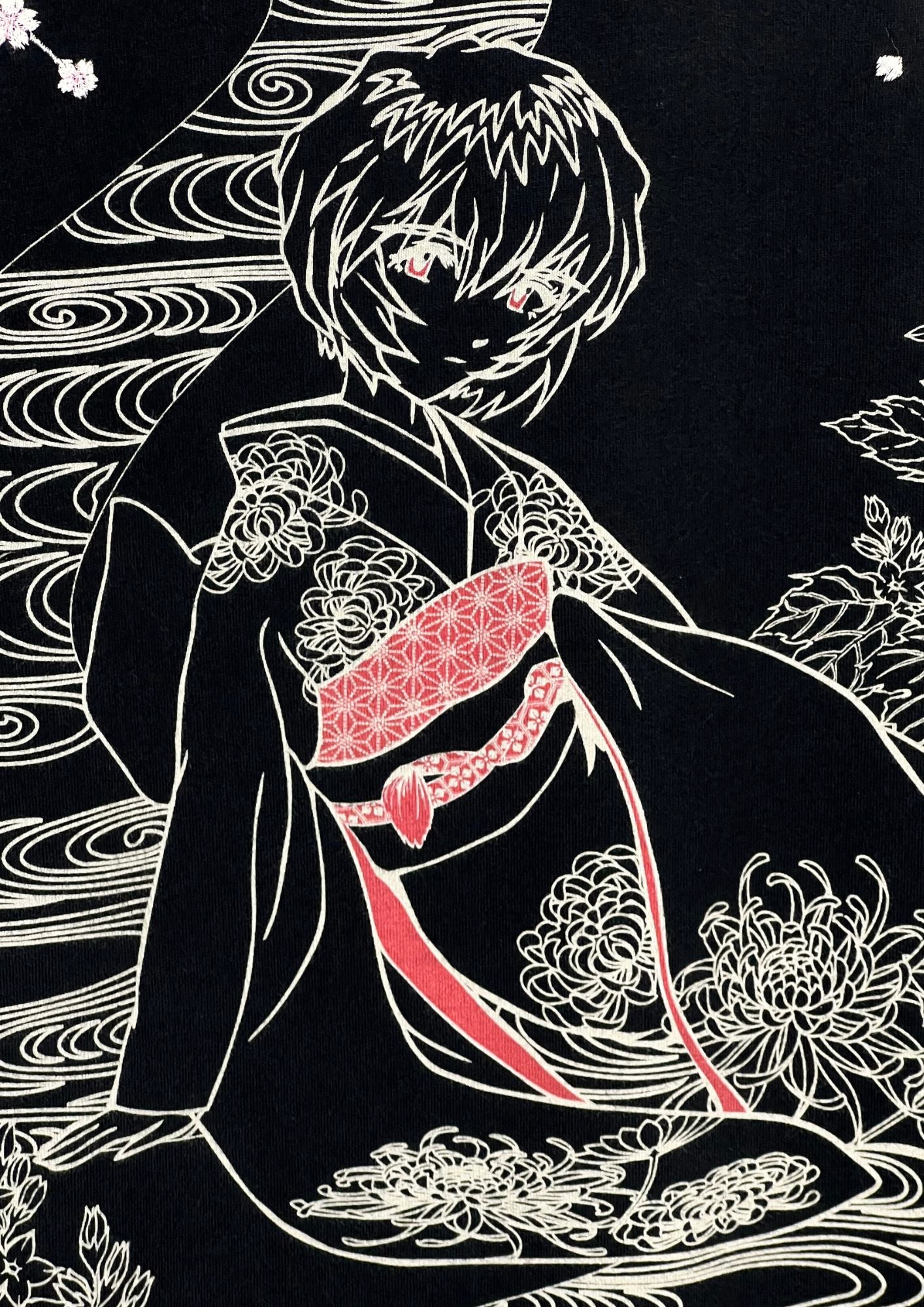 2010s Neon Genesis Evangelion x NISHIKI Rei Kimono Blossom Crane Embroidered L/S Shirt