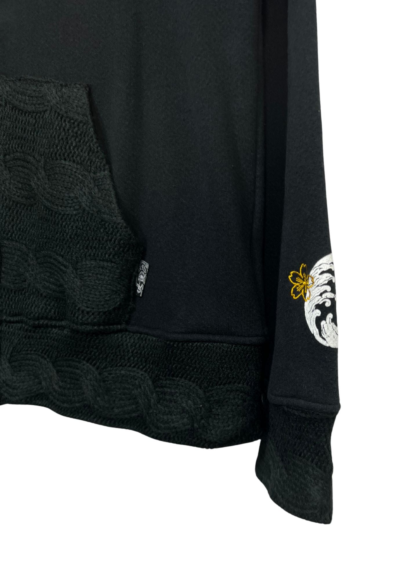 NAMITATSU 'Sakura Wave' Embroidered Knit Zip Up Hoodie