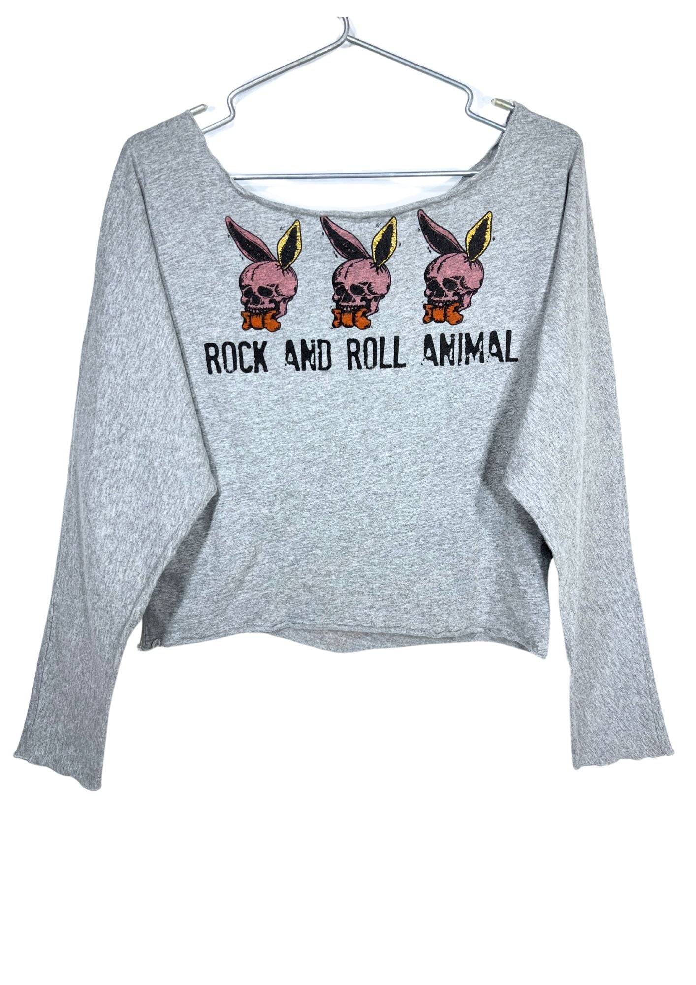 2000s GLAD NEWS 'Rock and Roll Animal' L/S Cropped Top (Ladies M)