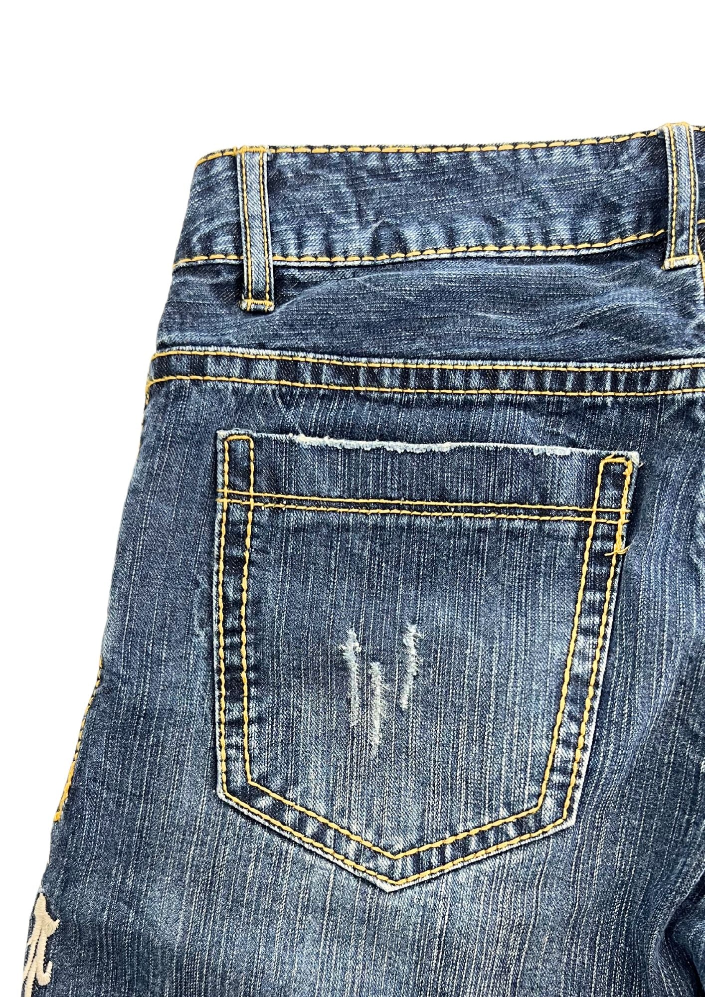 2010s Nishiki Japanese Dragon Embroidered Denim Shorts