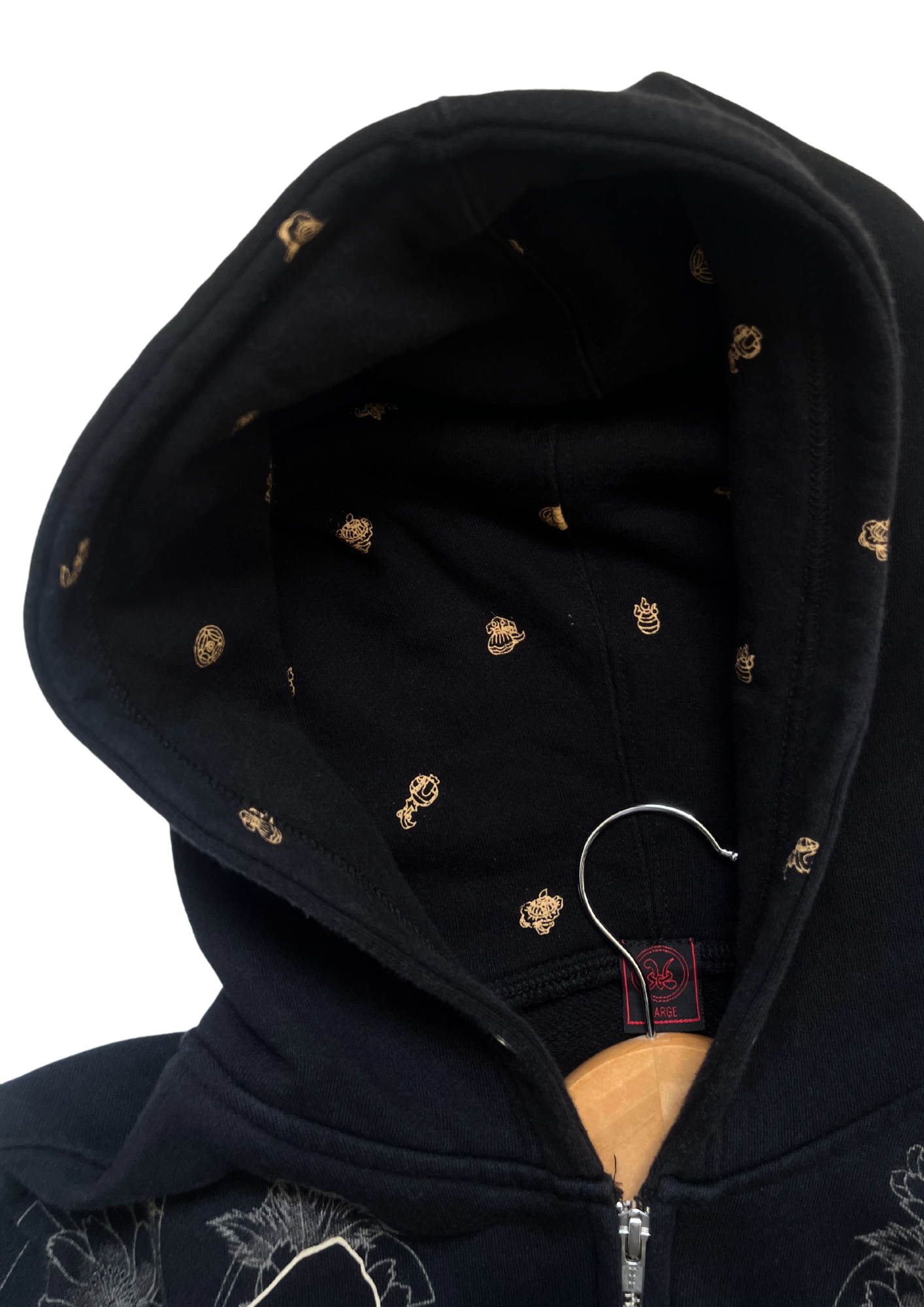 2010s CROPPED HEADS 'Ebisu & Daikoku' Japanese Art Embroidered Zip-Up Hoodie (M-L)