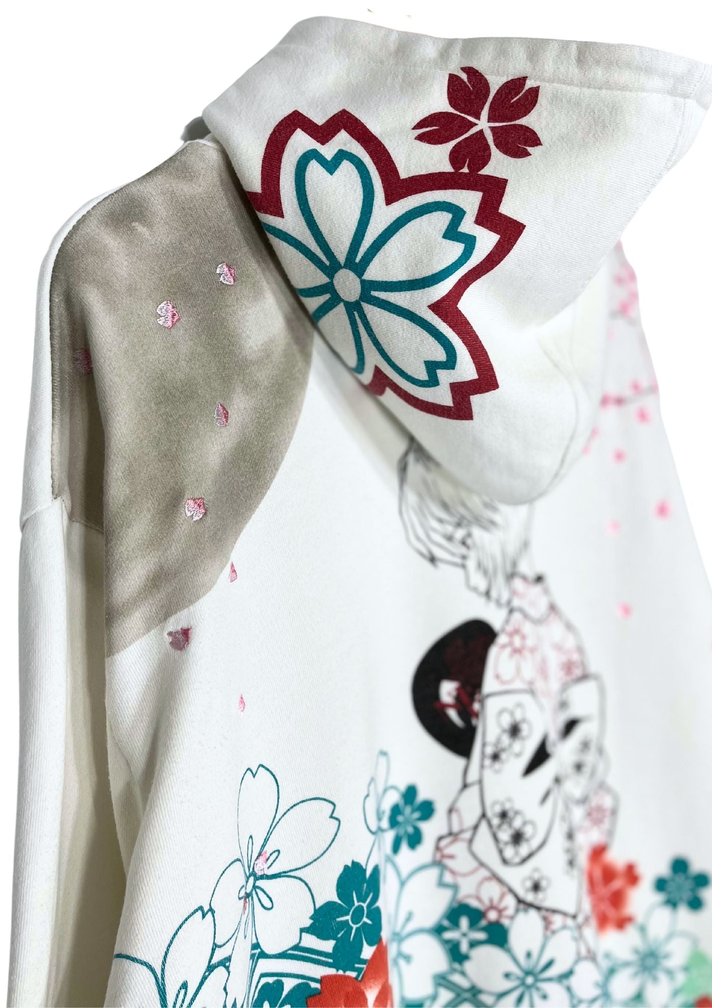2010s Neon Genesis Evangelion x Nishiki Rei Ayanami Kimono Cherry Blossom Embroidered Hoodie